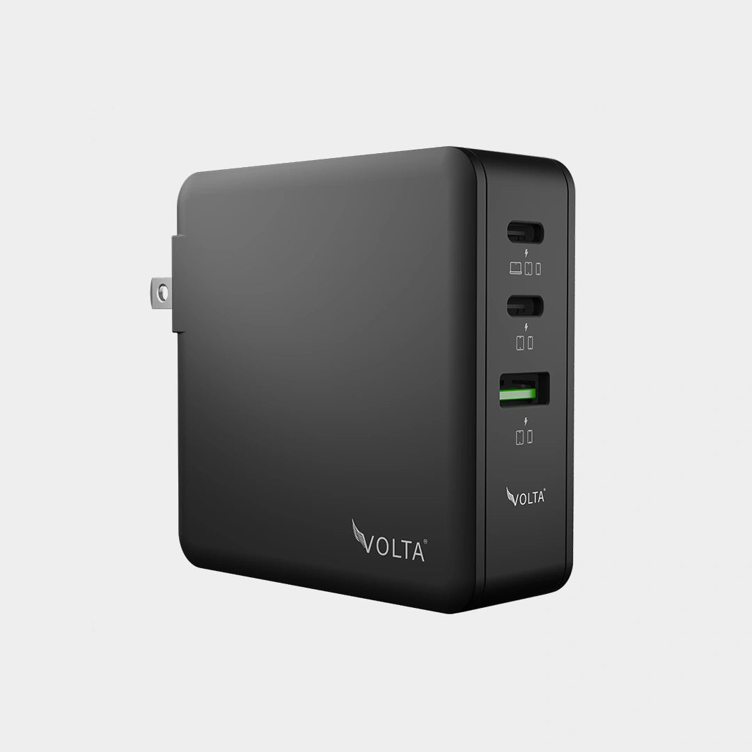 Volta Giga 100W USB C GaN Fast Charger - 3 Port Compact Wall Charger for MacBook, iPhone, Samsung Galaxy & More | Perfect for Travel, Office & Home Use