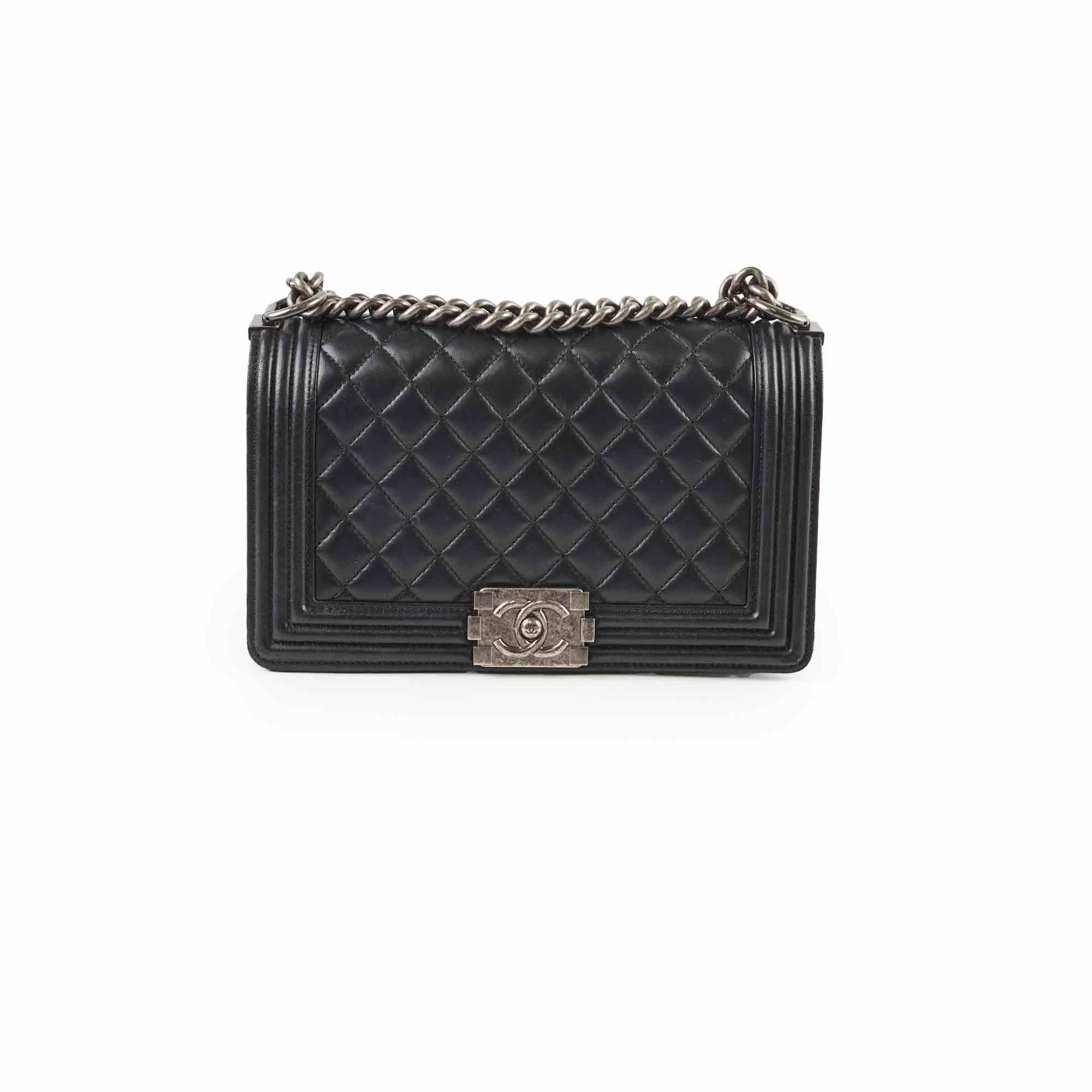 Chanel Classic Flap Bag Old Medium Black Lambskin Leather Handbag - Luxury Designer Purse for Women, Perfect for Parties & Evening Events