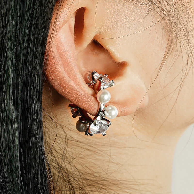 Trendy Pearl Layering Non-Pierced Ear Cuffs Set | L2D12 | Elegant Boho Jewelry for Women, Perfect for Weddings, Parties & Everyday Wear