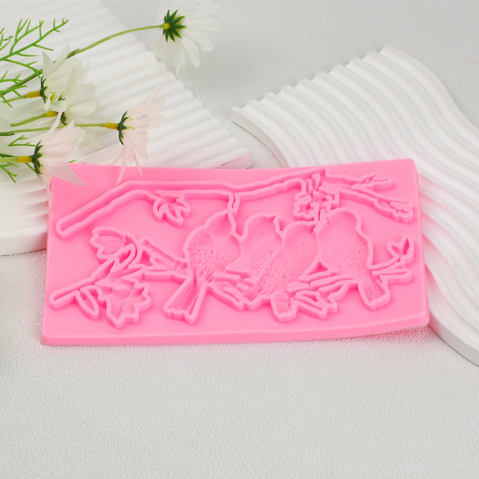 Fun Bird Magpie Fondant Mold | Branch Chocolate Silicone Mold for Wedding Cake Decorations, Cupcake Toppers, Muffins & Cookies | Perfect for Chocolate, Candy, Marzipan, Home Decor, Plaster & Resin Clay | Ideal for Baking, DIY Crafts & Party Decorations