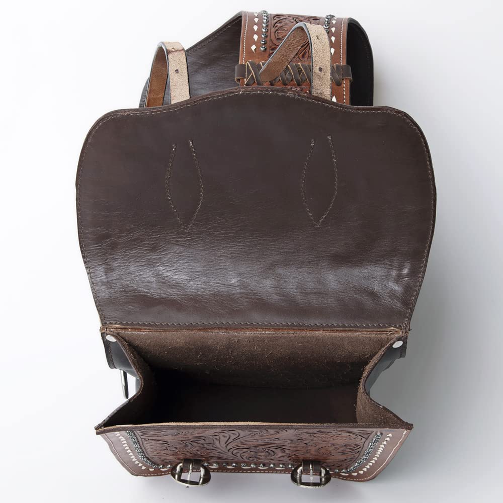 HILASON Soft Leather Horse Saddle Bag - Western Equestrian Brown Leather Saddle Pack with Adjustable Closure | Perfect for Trail Riding, Horse Shows & Ranch Work