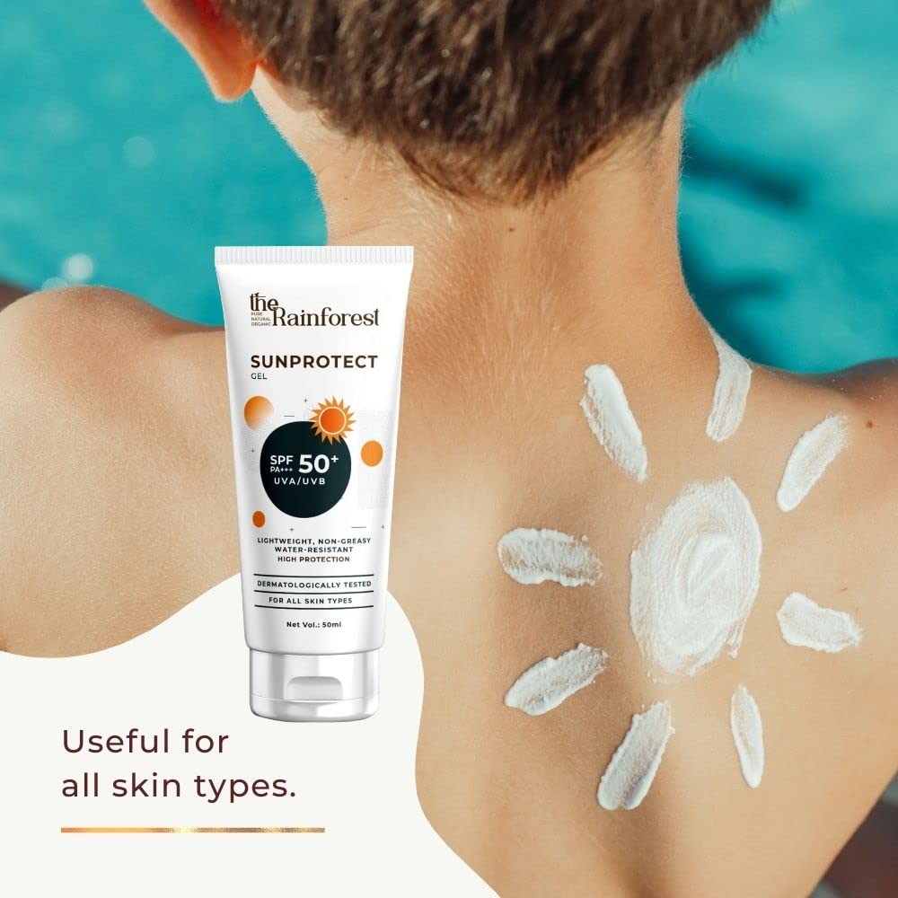 Rainforest Sunprotect SPF 50 Sunscreen Gel - Broad Spectrum UVA/UVB Protection, Water Resistant, Lightweight Formula for Face & Body - Perfect for Beach, Pool & Outdoor Activities