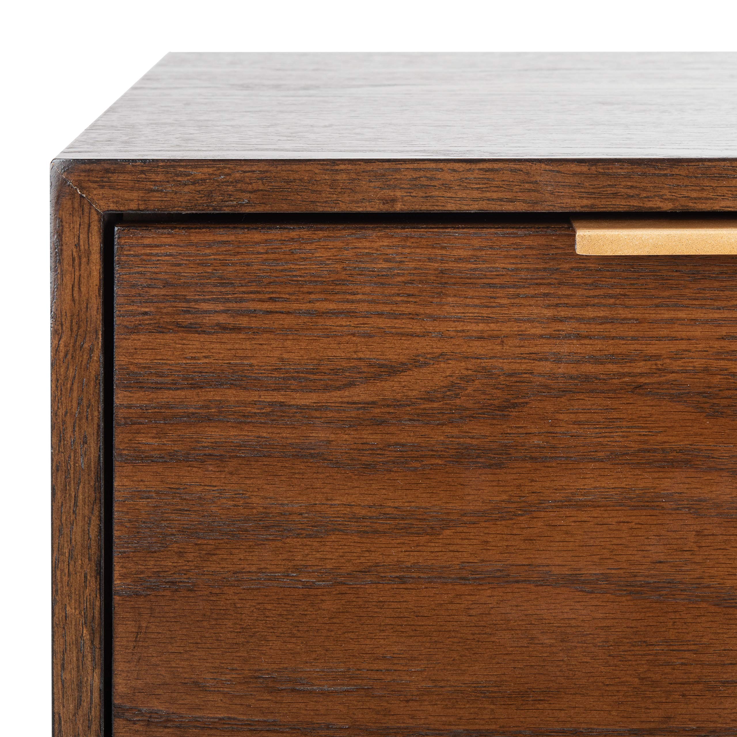 Safavieh Home Pierre Modern Walnut and Gold 1-Drawer Nightstand - Stylish Bedside Table for Bedroom Decor with Storage Space
