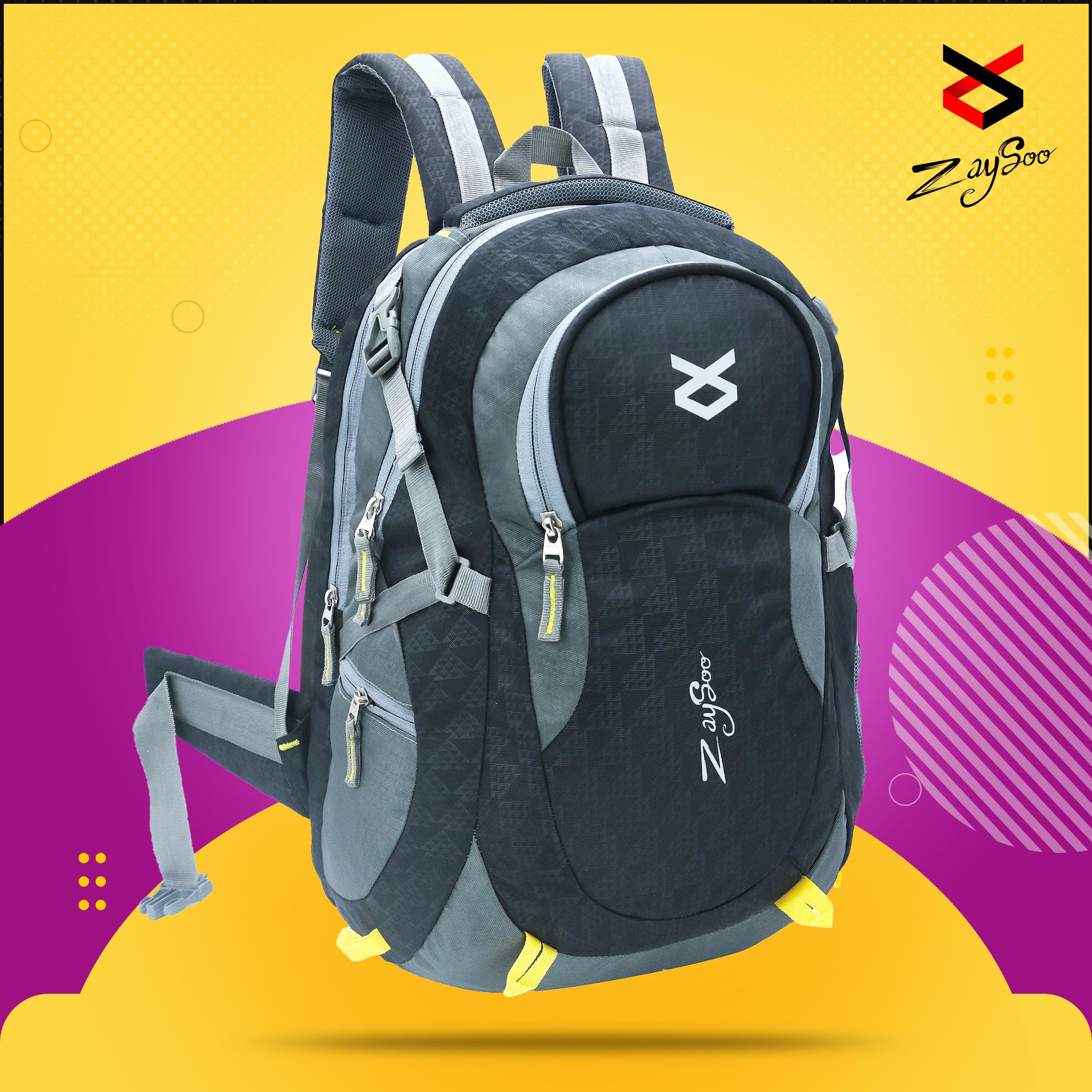 ZaySoo Ultimate Unisex Waterproof Travel & Hiking Backpack - 19-Inch Laptop Compartment with Rain Cover & Internal Organizer - Perfect for College, Commuting & Outdoor Adventures