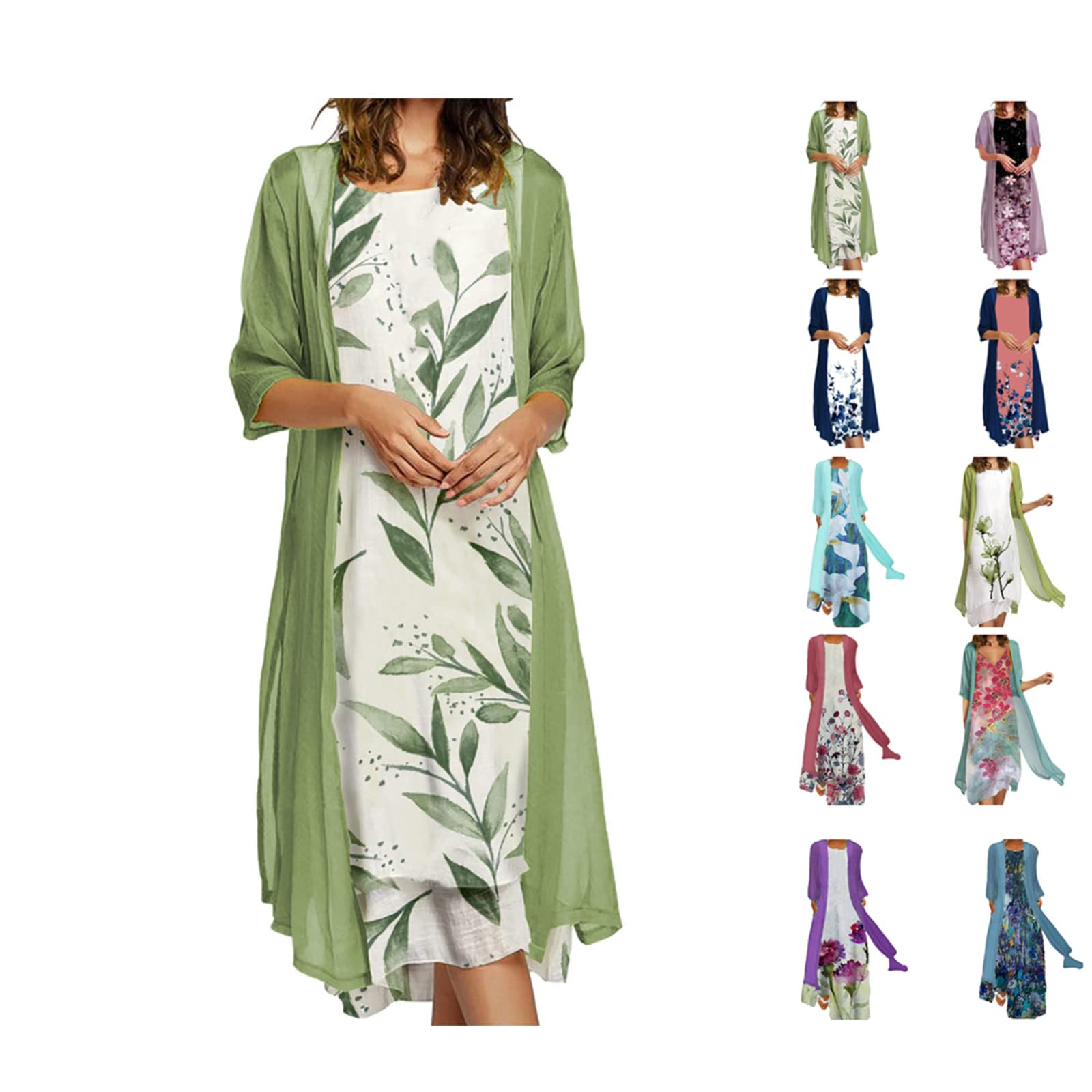 DOYIMBO Women's Summer Maxi Dress - Elegant Sexy Two Piece Cover Up with Tummy Control, Plus Size Floral Wedding Guest Dress | Perfect for Beach Vacations, Parties & Special Occasions