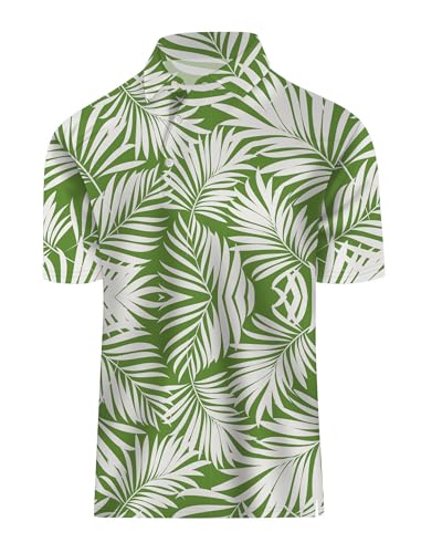 White Palm Leaves Polo Shirt