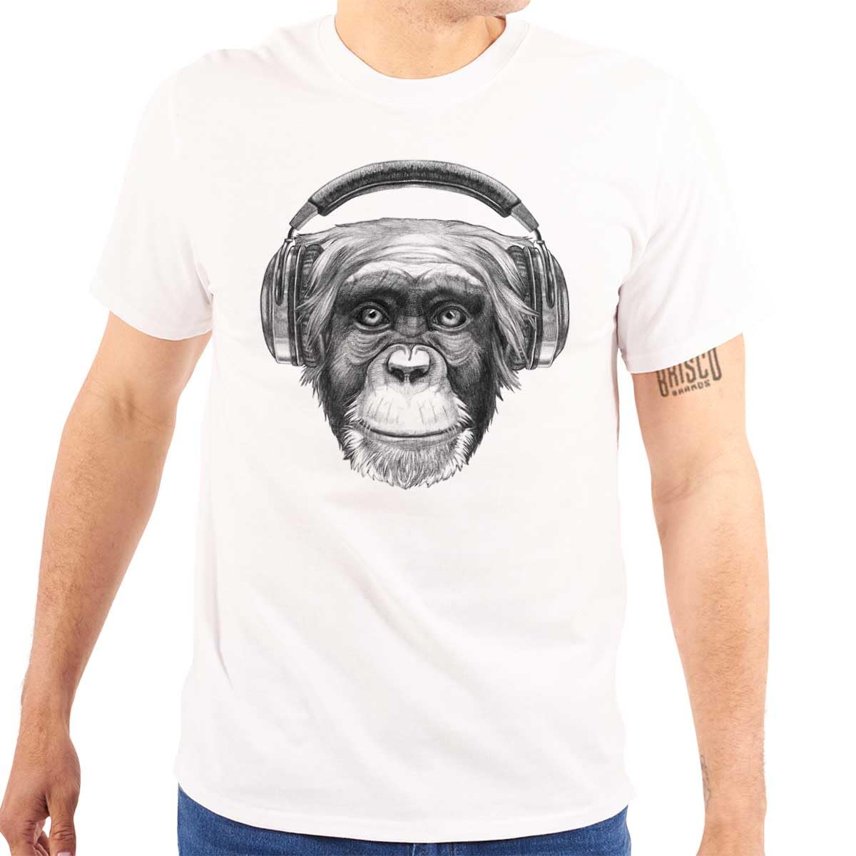 Smile Monkey Headphones Hipster Graphic T-Shirt for Men & Women - Trendy Funny Casual Tee for Music Lovers & Streetwear Fashion