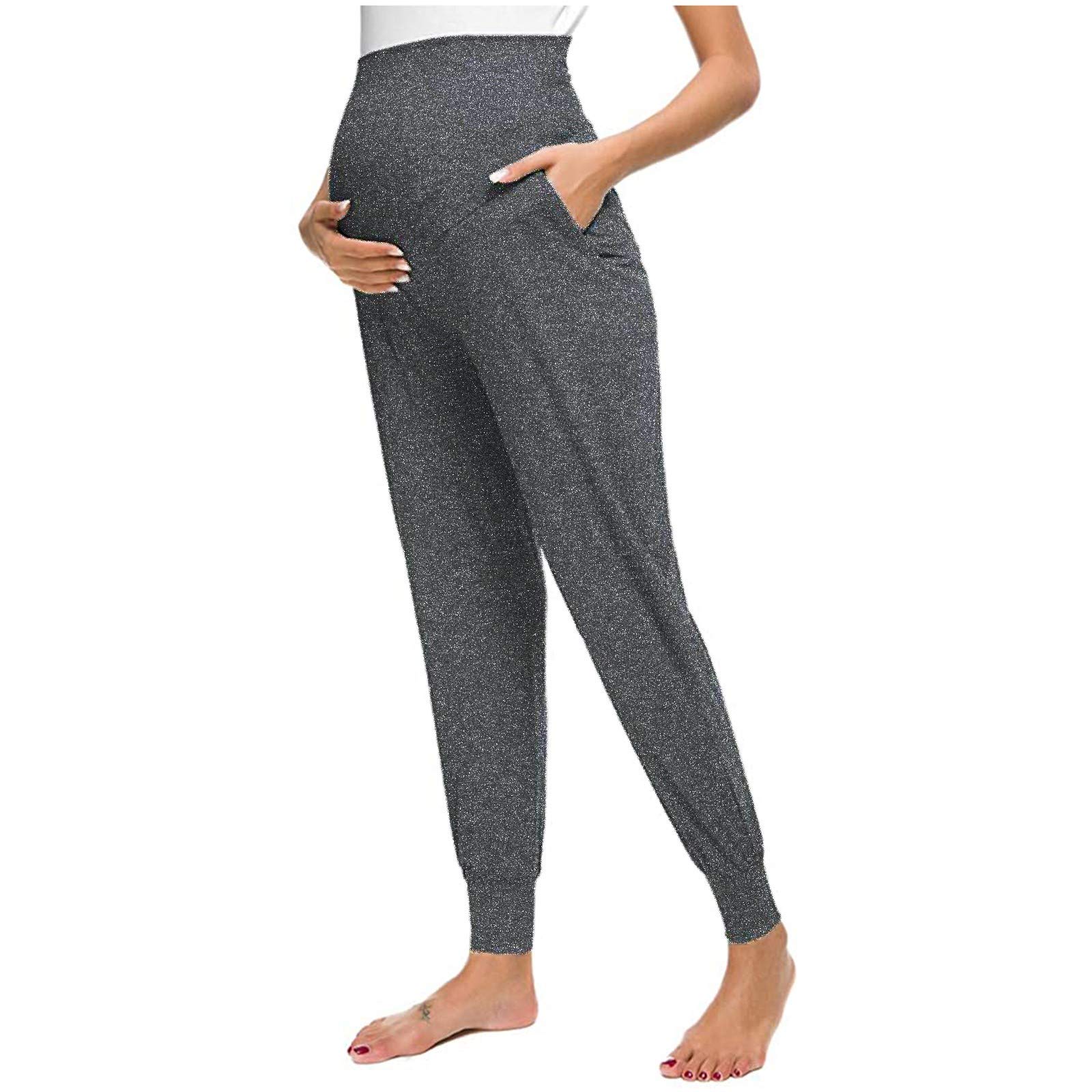 Women's Maternity Leggings - Over The Belly Bump Pregnancy Yoga Pants, Plus Size High Waist Active Wear Workout Leggings for Comfortable Pregnancy & Postpartum