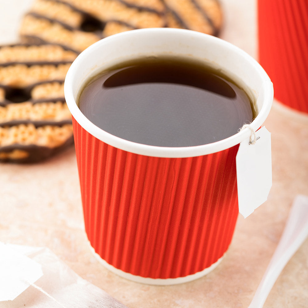 4 oz Red Paper Coffee Cups with Ripple Wall - 2.5