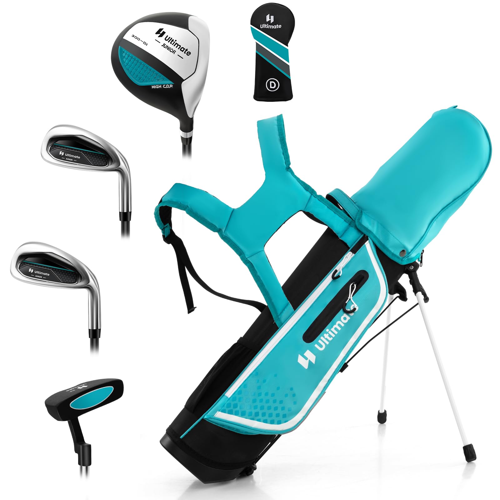GYMAX Kids Golf Club Set - Right Handed Junior Golf Clubs for Boys & Girls Ages 3-12 with 4/6 Clubs & Stand Bag | Perfect for Backyard Practice, Driving Range & Junior Golf Tournaments