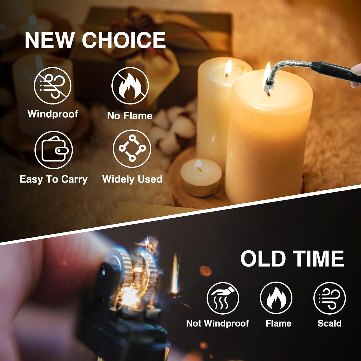 DISONE Electric Plasma Candle Lighter - USB Rechargeable Windproof Arc Lighter with Zinc Alloy Core, Modern Black Design - Perfect for Camping, Home Use, Gifts & Outdoor Activities