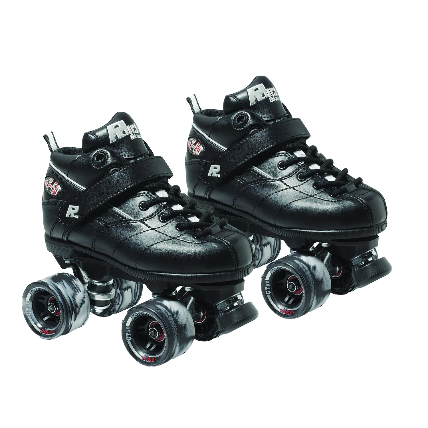 Sure Grip Rock GT50 Black Roller Skates - Unisex Indoor/Outdoor Skates for Men & Women - Lightweight Nylon Composite with 62mm Swirl Wheels & ABEC-5 Bearings - Perfect for Rink, Park, and Fitness Skating