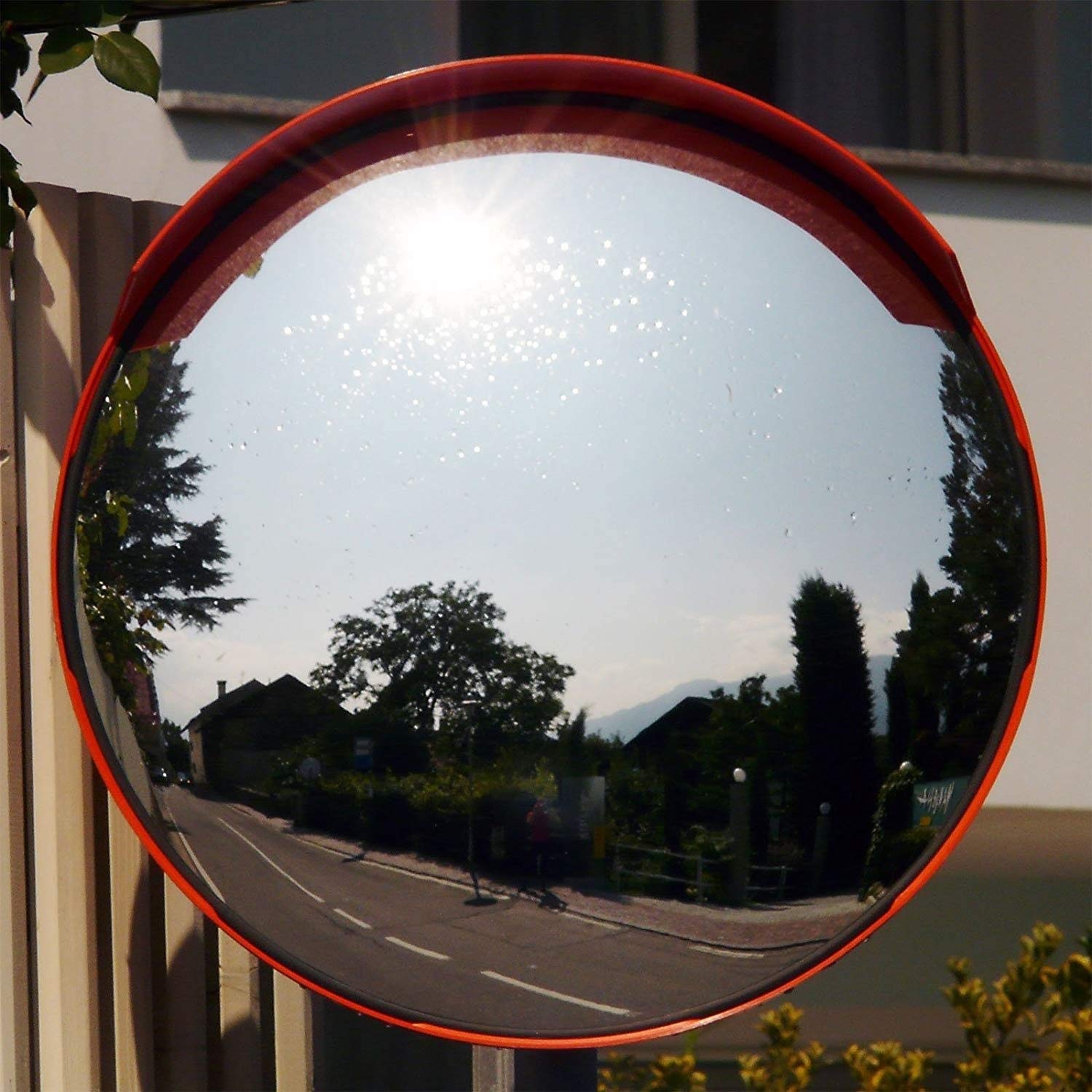 100cm Convex Traffic Safety Mirror - Outdoor Road Security Panoramic Mirror for Blind Spot Surveillance, Driveway & Parking Lot Safety (PC Plastic, Weatherproof)