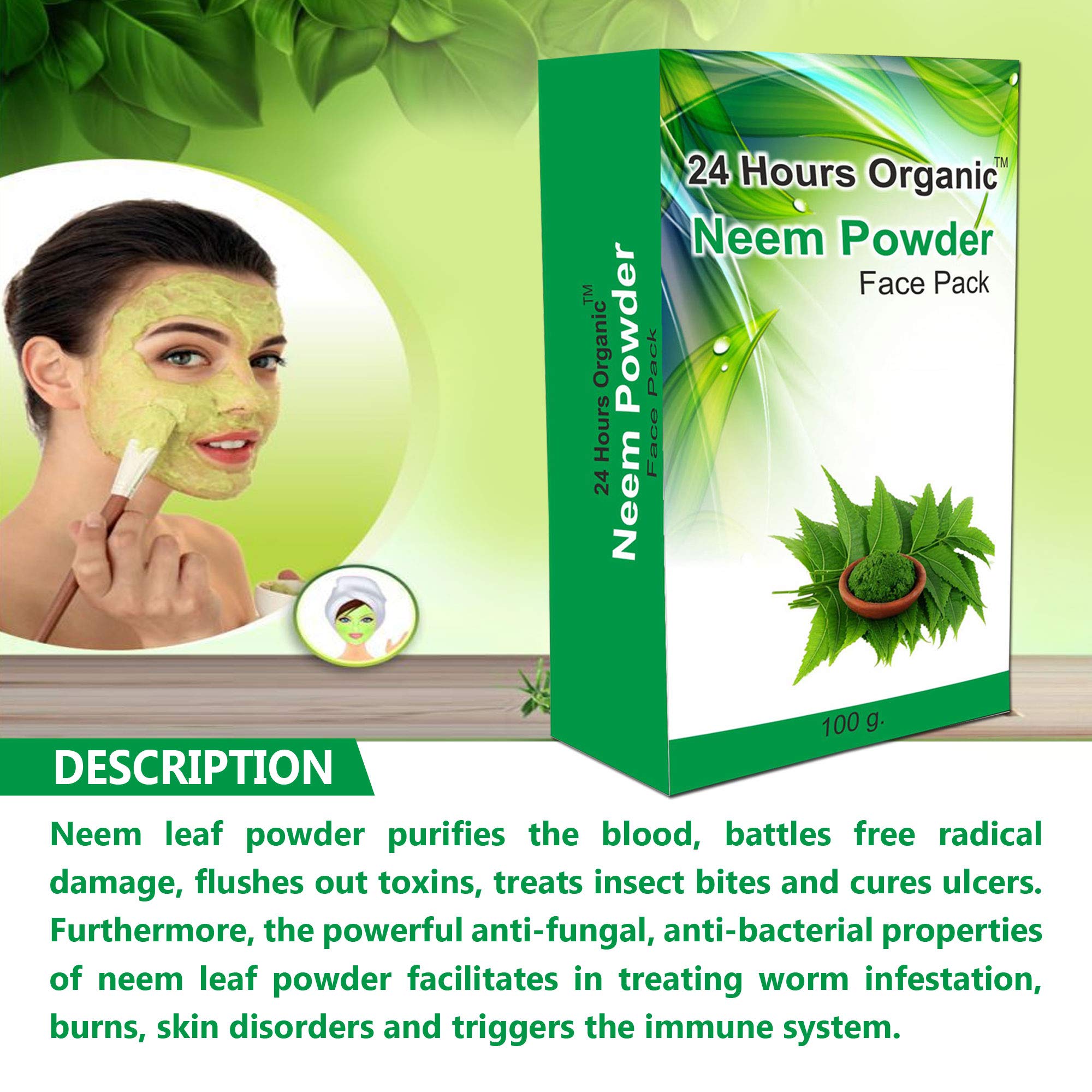 Organic Neem Purifying Face Pack - Skin Toning, Smoothing & Blackhead Removal | Anti-Acne, Oil Control & Tan Removal | 100g for Glowing Skin | Perfect for Daily Skincare & Acne-Prone Skin