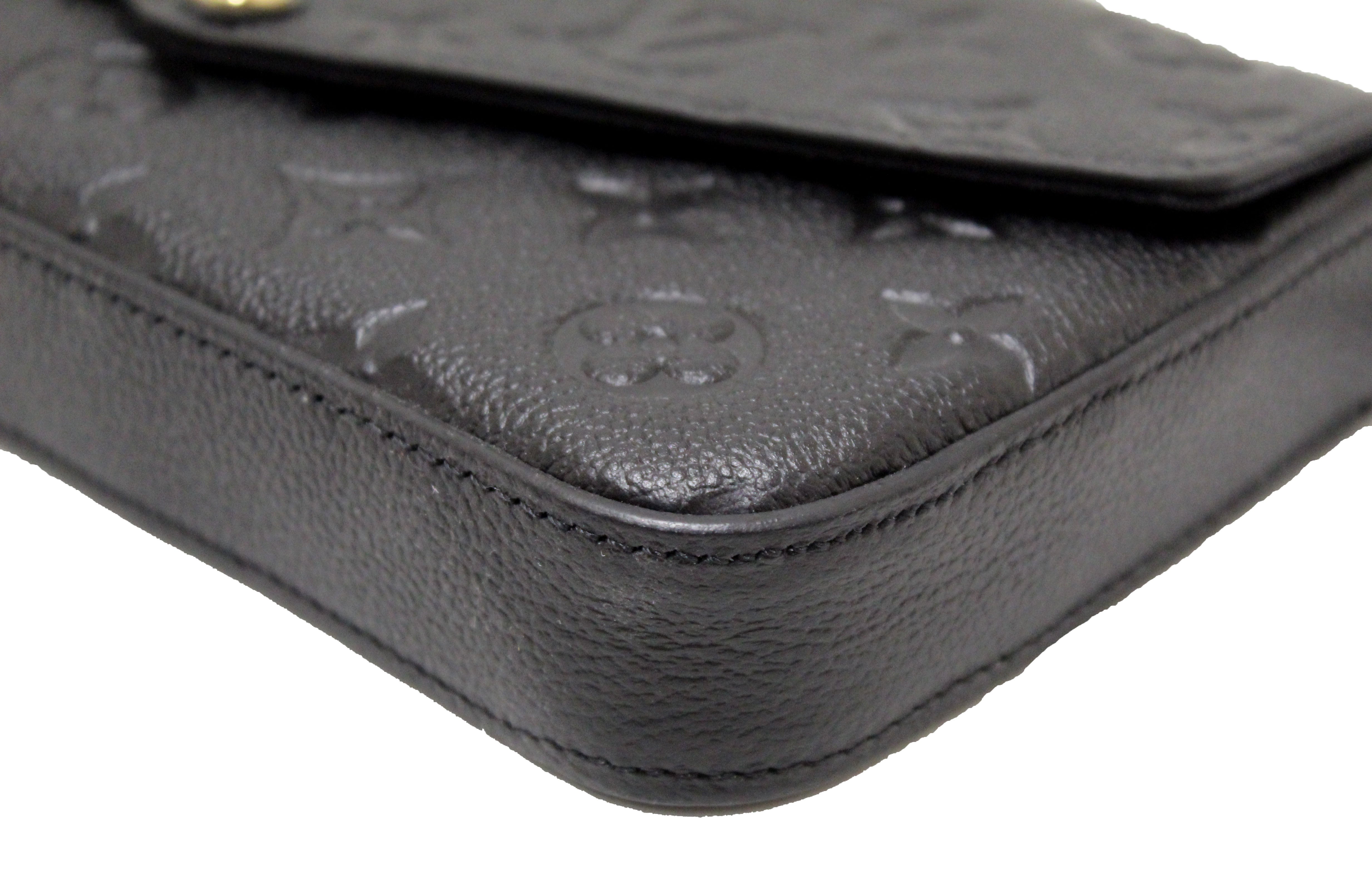 Authentic Louis Vuitton Black Monogram Empreinte Felicie Pochette Crossbody Bag - Luxury Designer Wallet on Chain for Women, Perfect for Evening Events & Daily Use