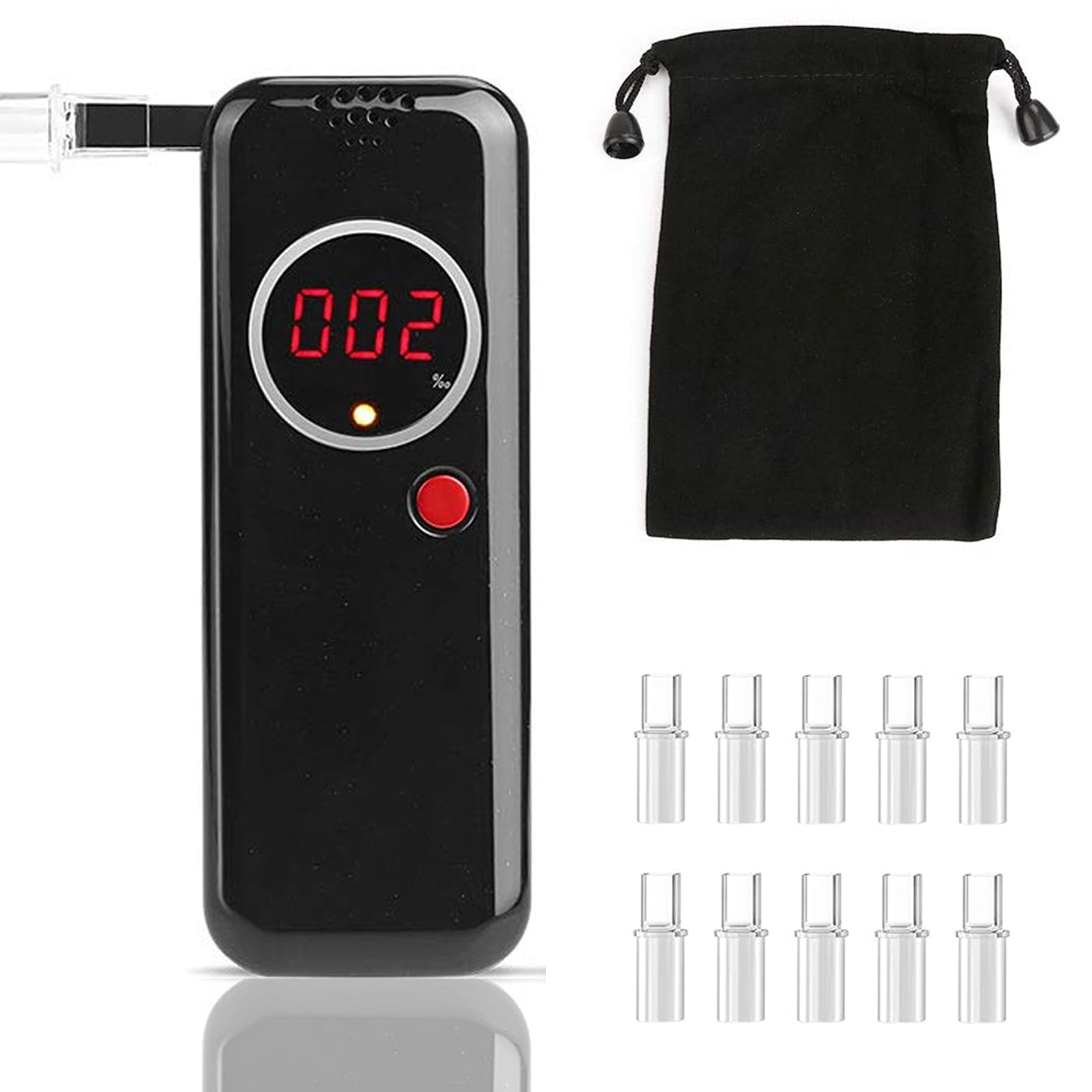 Professional Portable Alcohol Breathalyzer Tester - High Accuracy Personal Breath Analyzer for Home, Workplace & Road Safety (Black)