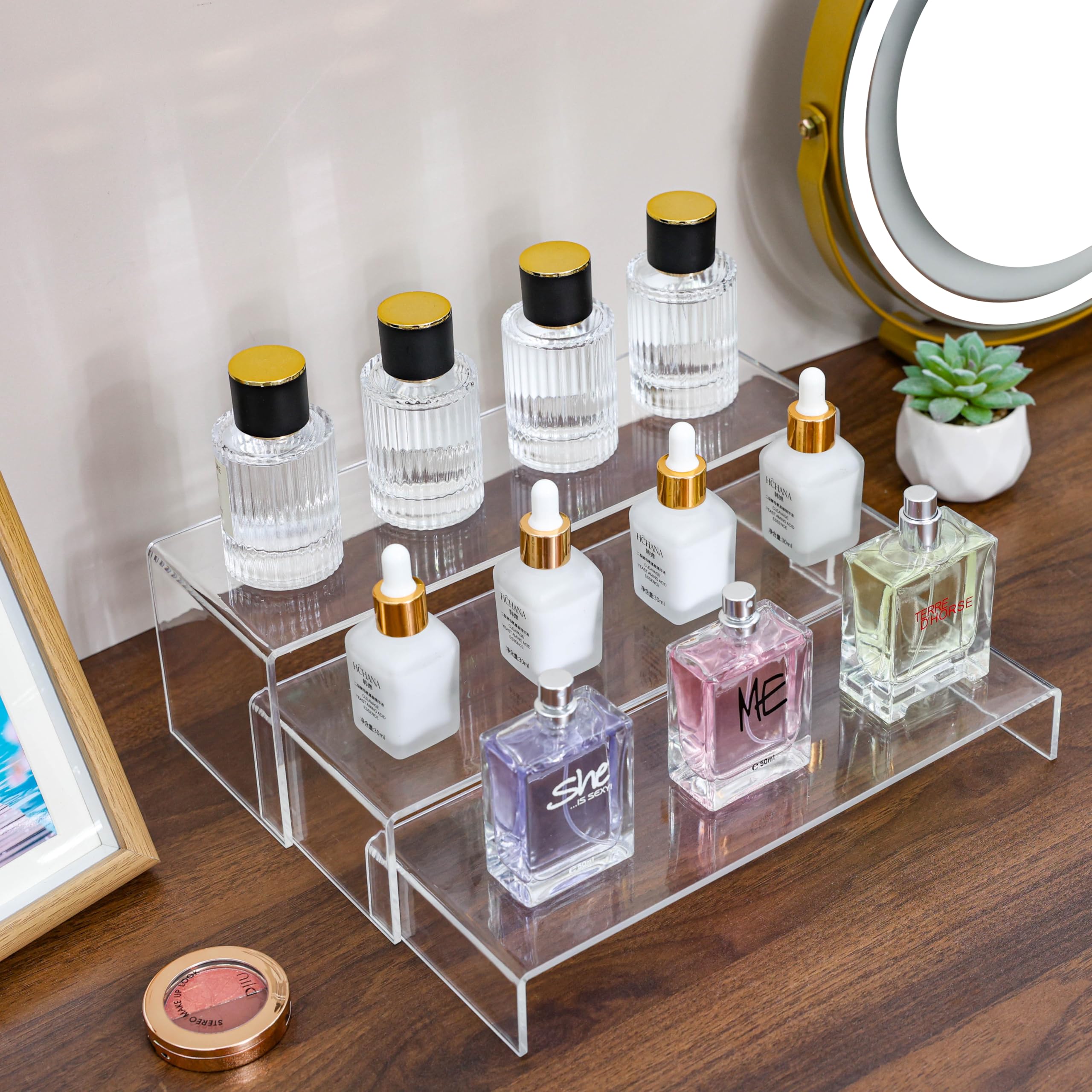 6Pcs Acrylic Display Risers - 4mm Thick Rectangular Tiered Table Shelves Stand for Vendor Events, Funko Pop Figures, Lego Display, Cupcakes & Perfume - Perfect for Retail Displays, Trade Shows & Home Decor
