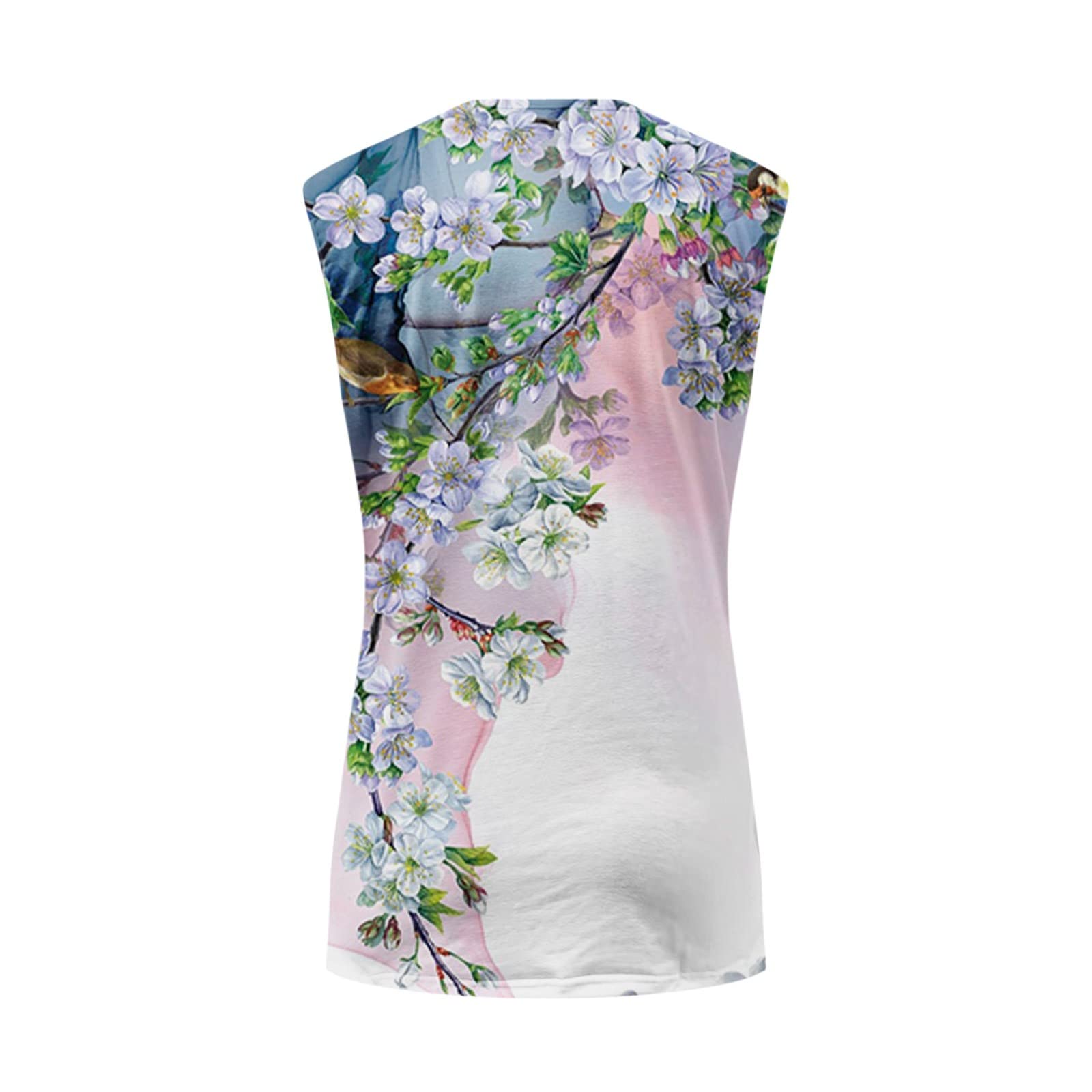 Oelaio Women's Lace Summer Tank Tops - Loose Fit Scoop Neck Sleeveless Hollow Out Blouse with Trendy Floral Print in Soft Pink | Perfect for Beach, Vacation & Casual Outfits