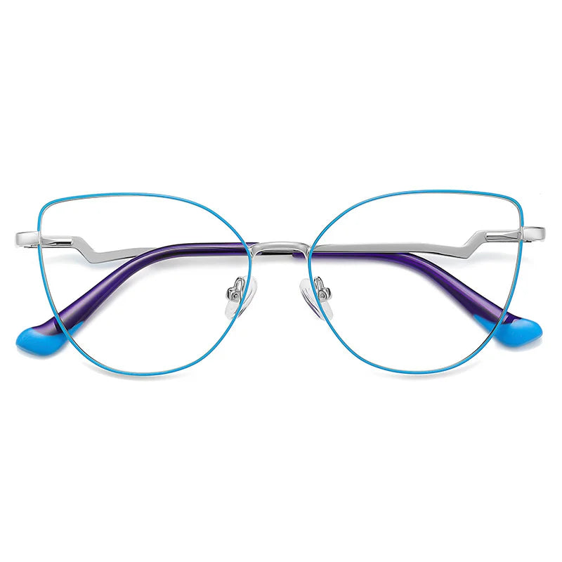 Brightzone Women's Full Rim Square Cat Eye Alloy Eyeglasses Frame 943043 - Stylish & Lightweight for Work, Reading & Fashion Accessories