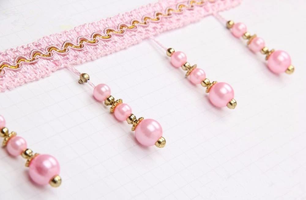 QUNLIPAI 12M/Lot DIY Sewing Tassel Fringe Trim Ribbon - Pink Curtain Lace Accessories for Home Decor, Costume Design & Craft Projects