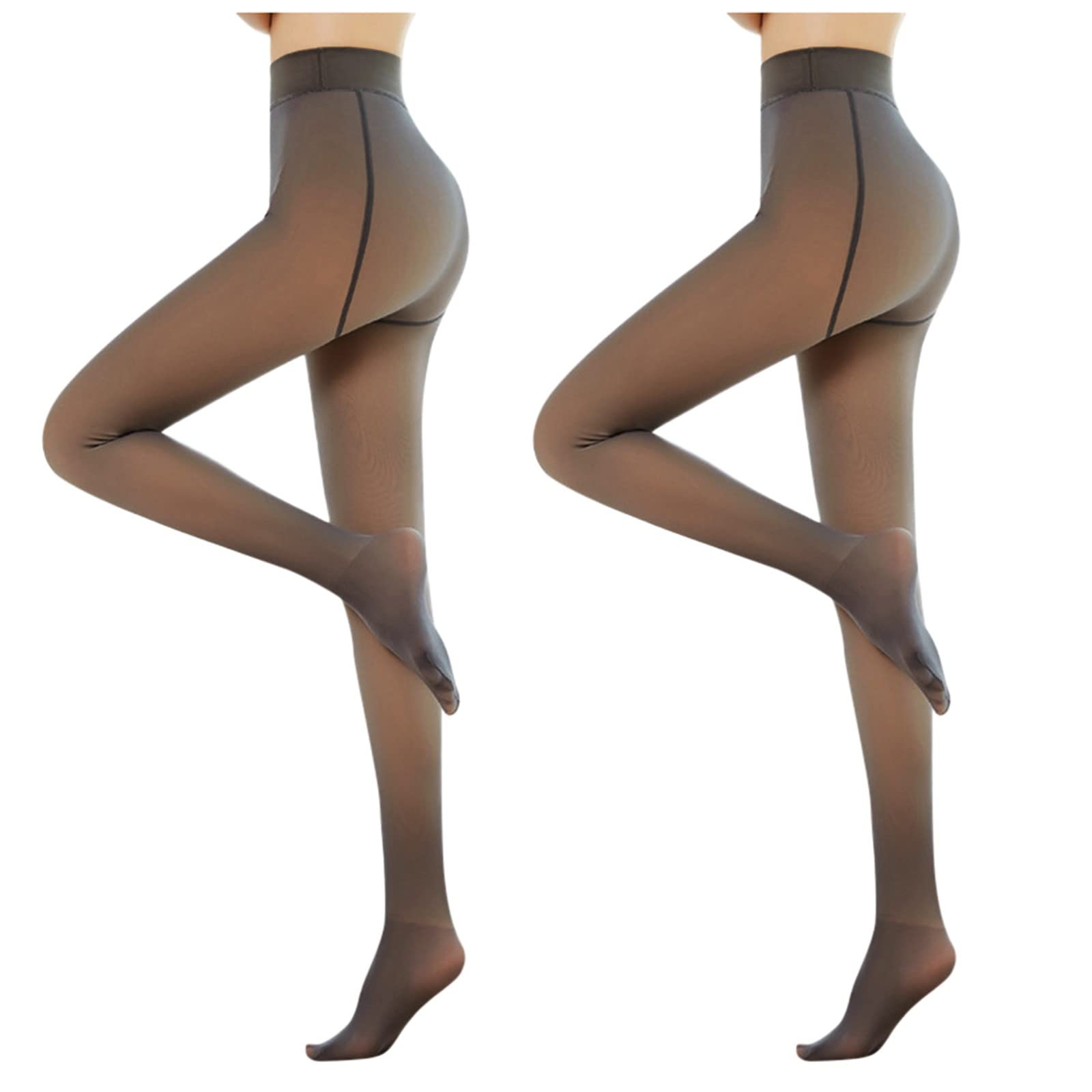 Women's Fleece Lined Tights - 2 Pairs Thermal Opaque Stockings with High Waist & Stretchy Fabric | Warm Winter Leggings for Cold Weather, Outdoor Activities & Layering Under Dresses