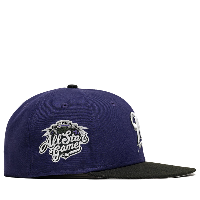 New Era x Politics Milwaukee Brewers 59FIFTY Fitted Hat - Purple & Black Snapback Baseball Cap for Men & Women - Perfect for Baseball Games, Streetwear Fashion & Sports Fans