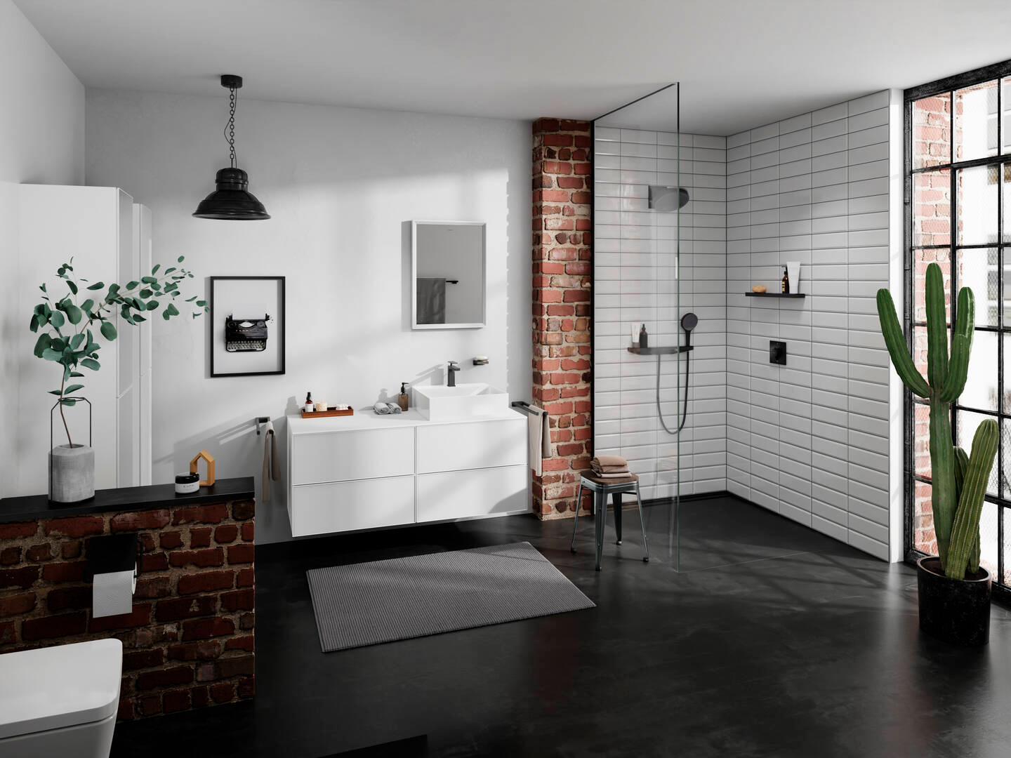 Hansgrohe AddStoris Dual Towel Bar in Matte Black (41770670) - Premium Bathroom Towel Rack for Modern Homes, Spas, and Hotels