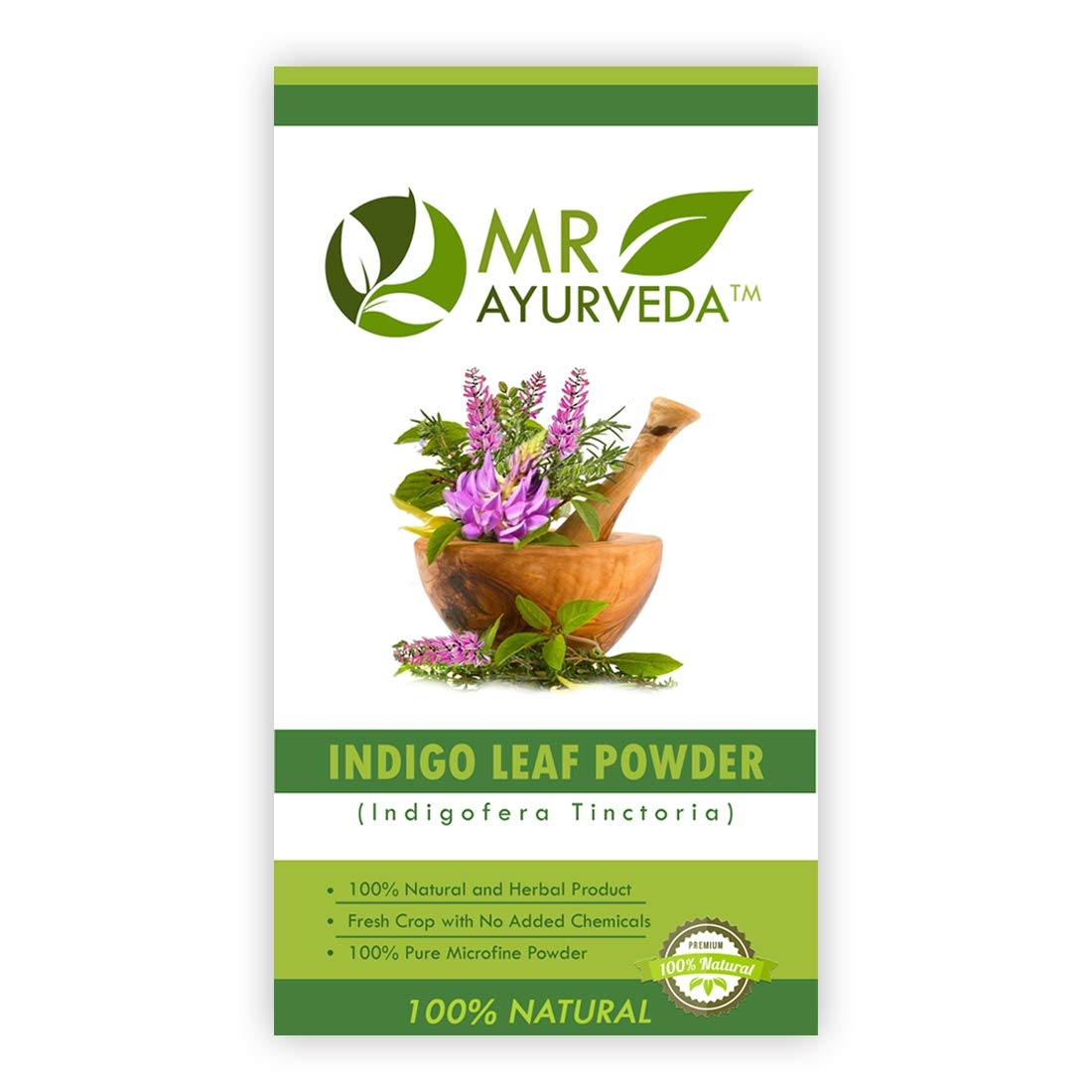 MR Ayurveda 100% Organic Reetha Powder, Tulsi Powder & Indigo Powder for Hair Care - Natural Herbal Hair Treatment Set of 3 (100g Each) for Shiny, Healthy Hair & Scalp Care