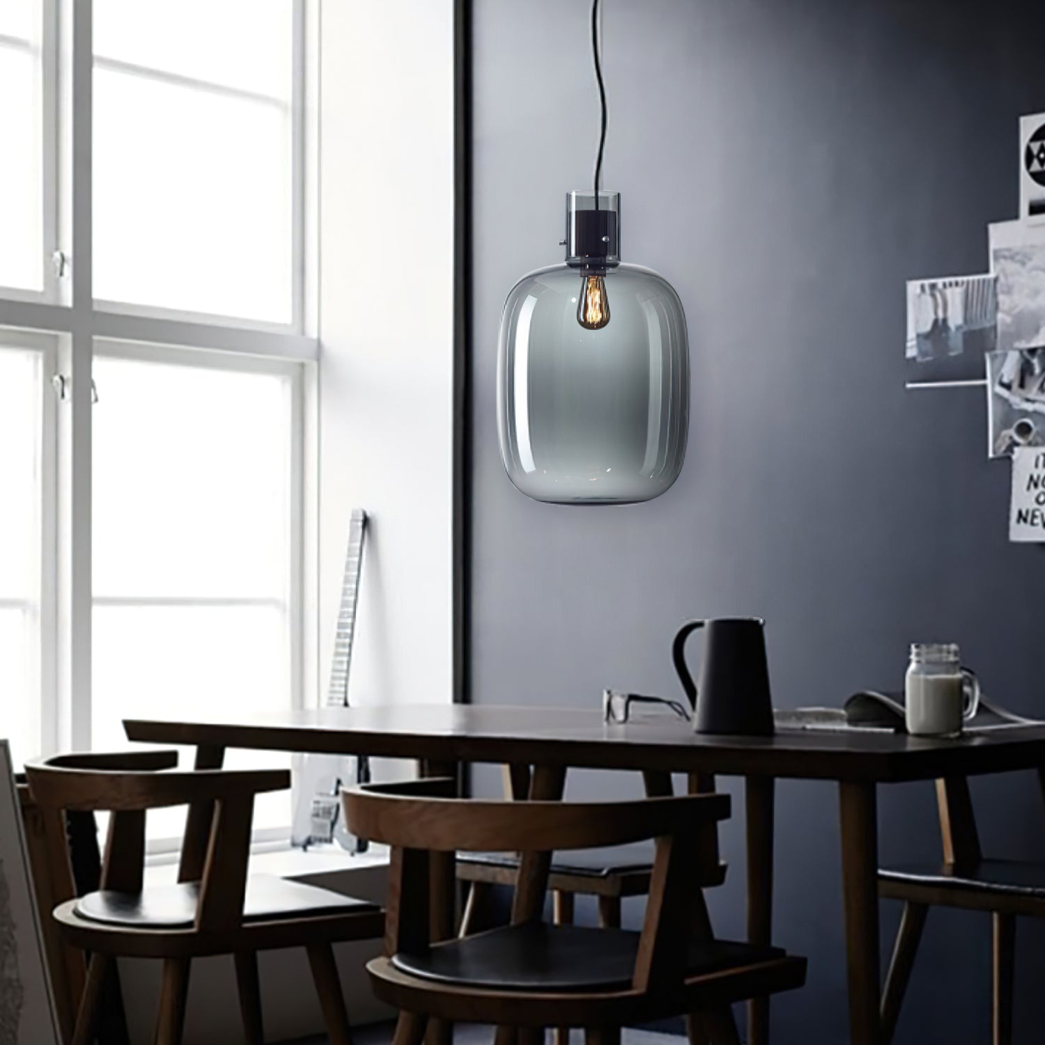 Cambre Glass Pendant Light - Modern Hanging Fixture for Kitchen Island, Dining Room & Bedroom Lighting - Dimmable LED Chandelier with Clear Glass Shade