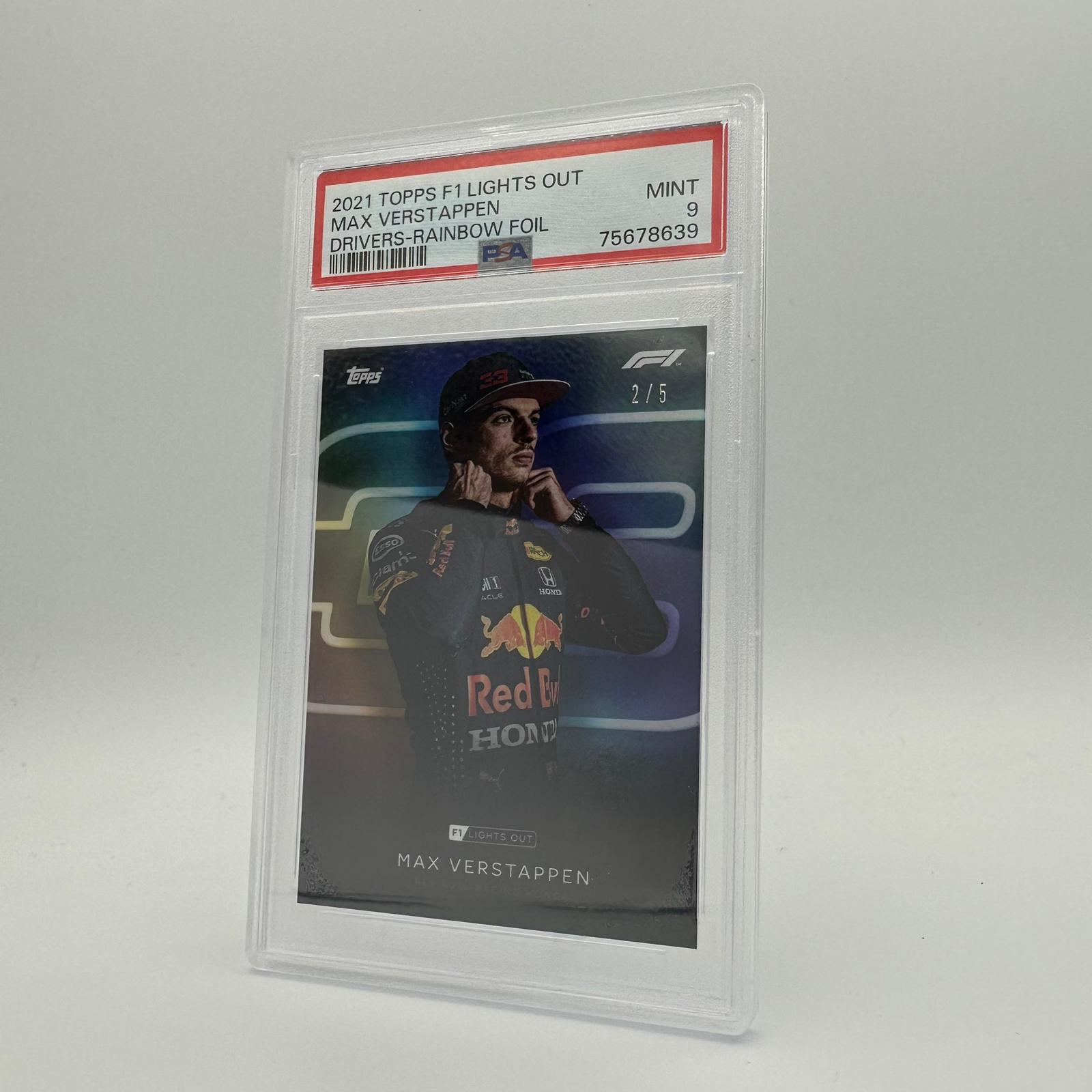 2021 Max Verstappen Rainbow Foil PSA 9 2/5 Lights Out Drivers Card - Perfect for F1 Collectors, Racing Fans & Sports Memorabilia Enthusiasts