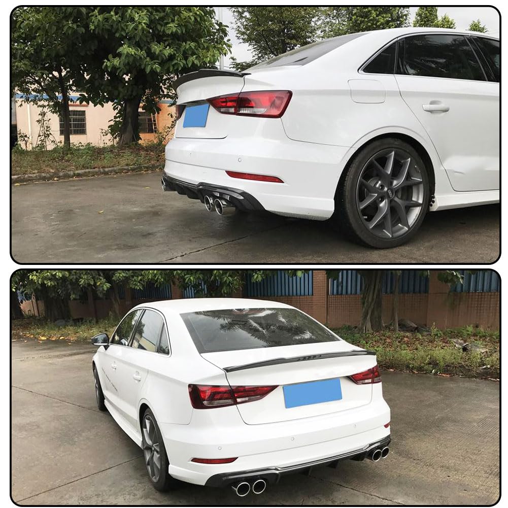Carbon Fiber Rear Diffuser for Audi A3 S-Line & S3 Sedan 2017-2018 | Lower Bumper Lip Spoiler Body Kit | Enhances Aerodynamics & Sporty Look | Perfect for Car Enthusiasts & Performance Upgrades