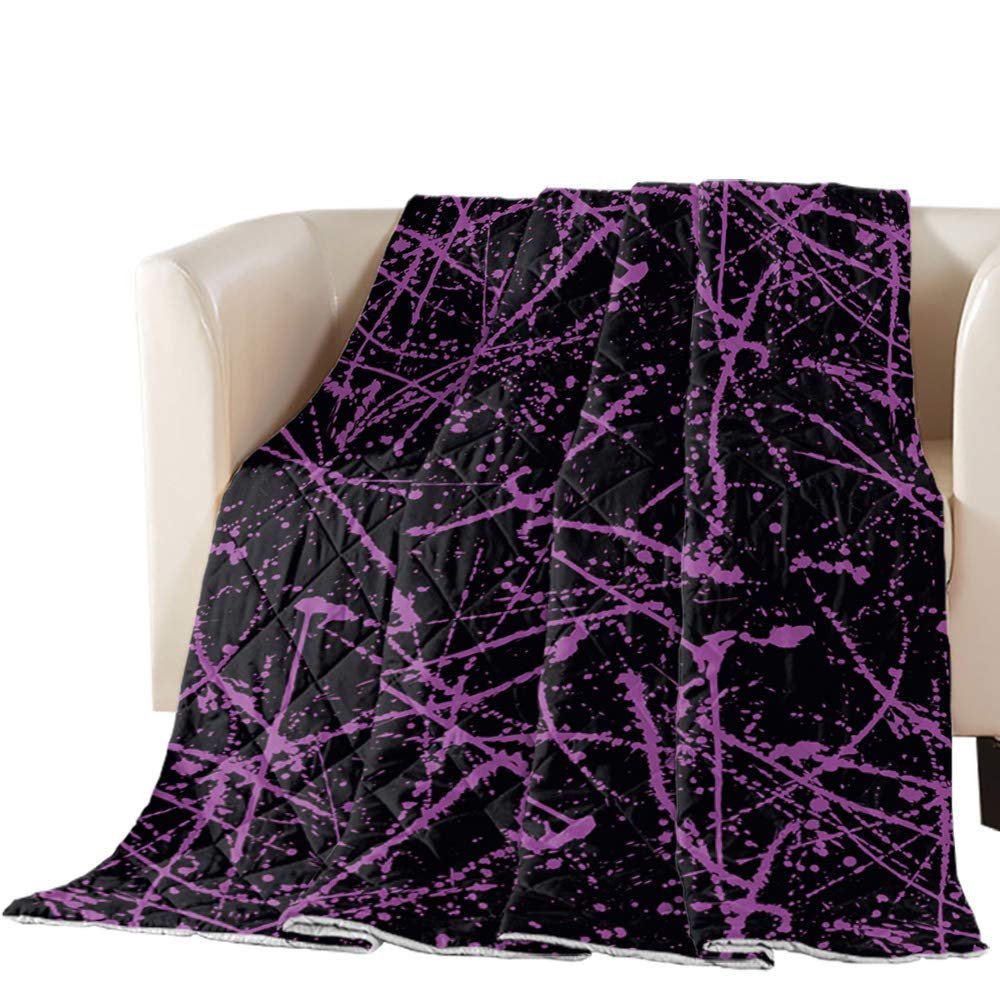 LEO BON Quilted Throw Blanket - Graffiti Art Pattern Purple Microfiber Blanket for Bed, Couch & Sofa (64x88 Inch) | Soft Cozy All-Season Bedding | Perfect for Home Decor, Gift Giving & Cozy Nights