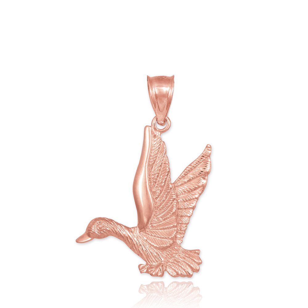 14K Rose Gold Flying Duck Charm Pendant Necklace for Women - Elegant Jewelry Gift for Birthday, Anniversary & Valentine's Day - Perfect for Layering & Everyday Wear