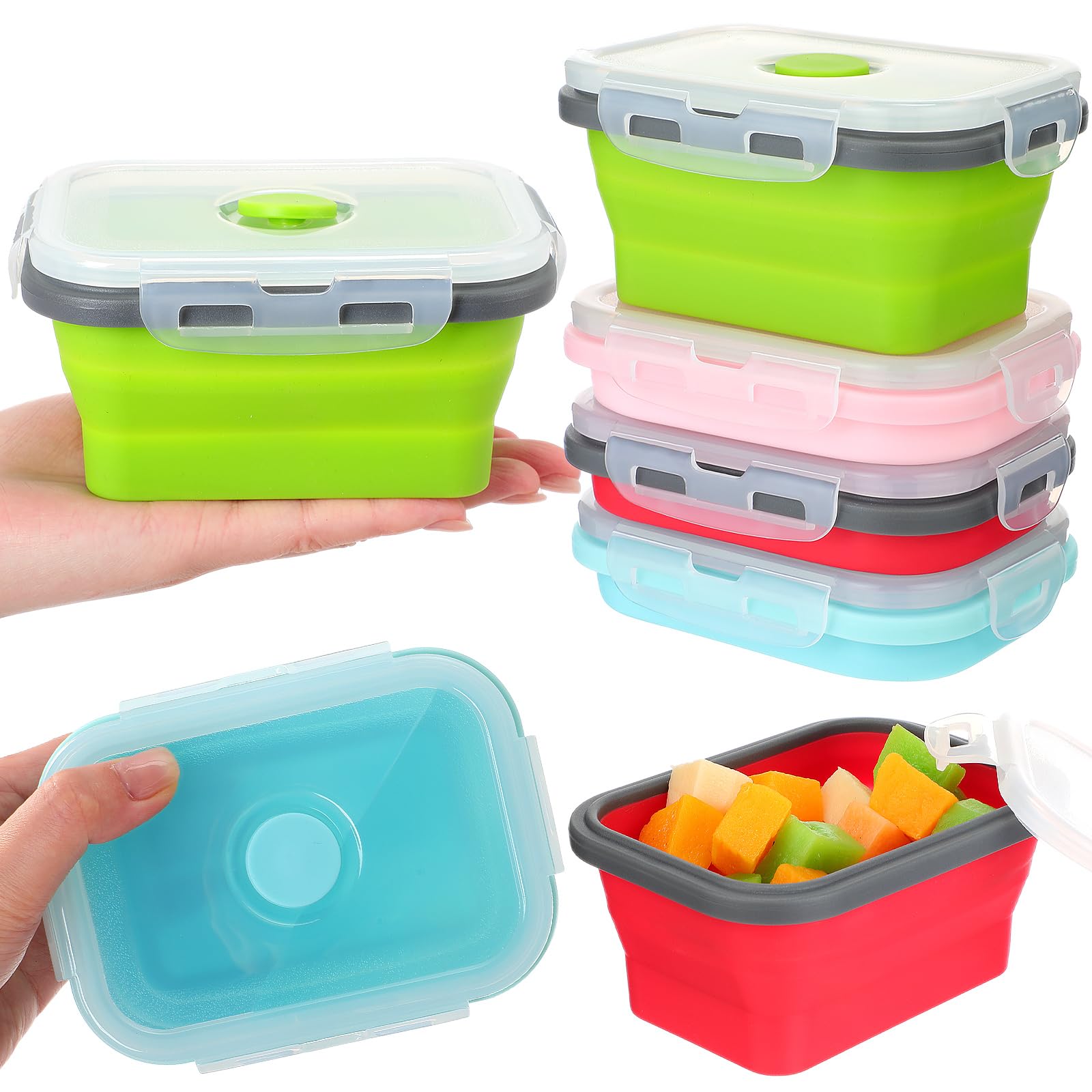 4-Piece Collapsible Silicone Camping Bowls with Lids - 12 oz Expandable Food Storage Containers for Travel, Picnics & Hiking - Portable Folding Bowls for Salad, Snacks & Heat-Resistant Meals - Perfect for Outdoor Adventures & On-the-Go Dining