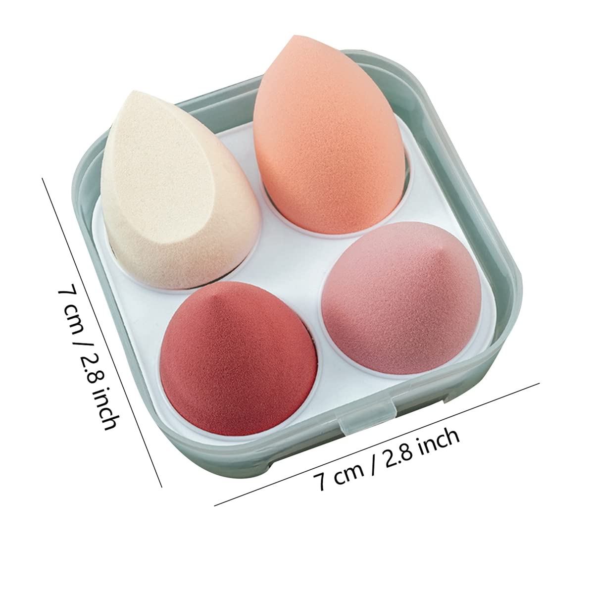 Premium 4-Piece Makeup Sponge Set - Soft Beauty Blender for Dry & Wet Application, Easy Clean Foundation Sponge with Storage Box (4 Colors) - Perfect for Flawless Makeup, Contouring & Blending
