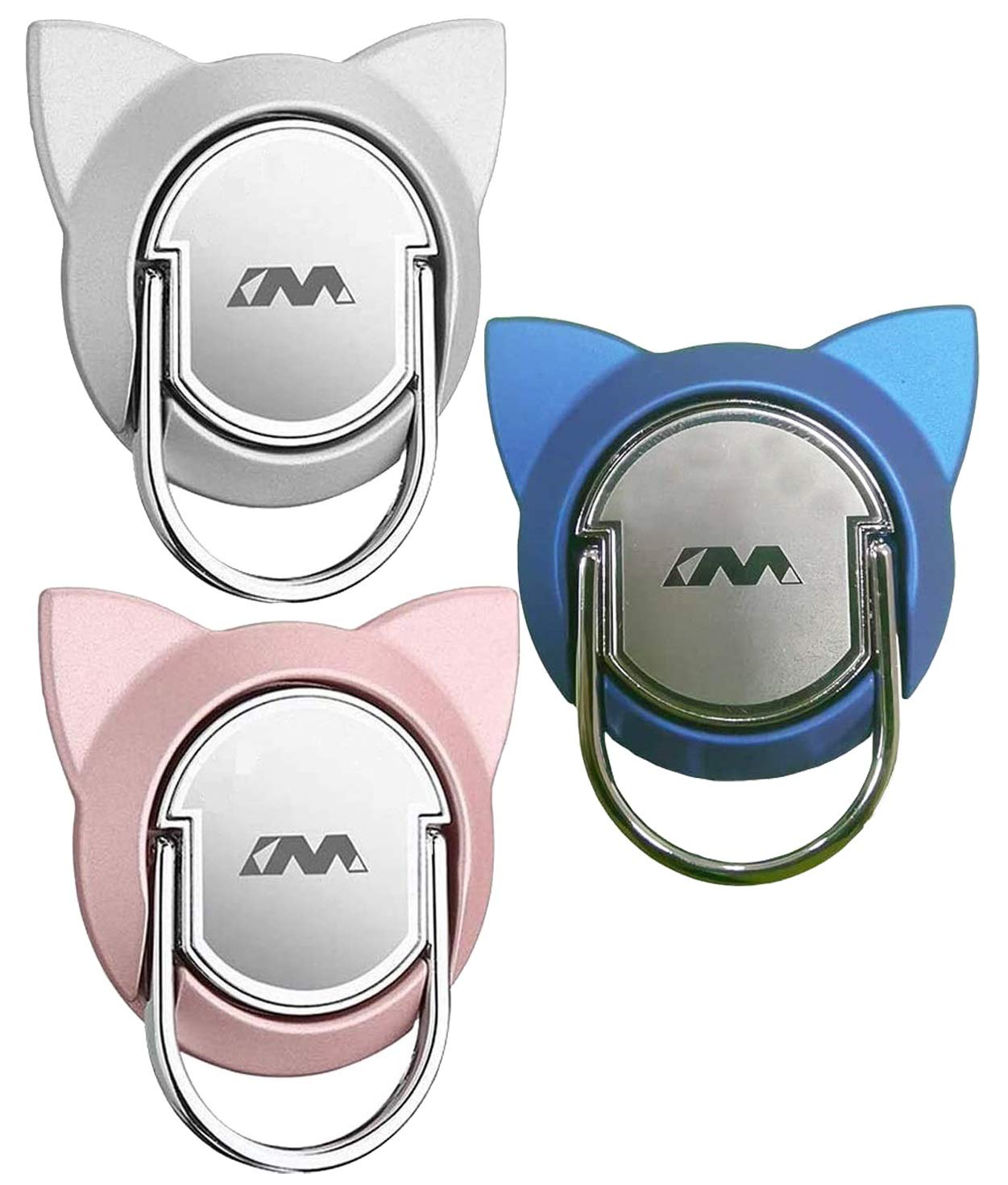 Fonessary 360° Rotating Magnetic Phone Ring Holder & Kickstand - 3 Pack, Universal Cat Design Grip for iPhone, Samsung, Smartphones - Perfect for Car Mount, Desk Stand & One-Hand Use