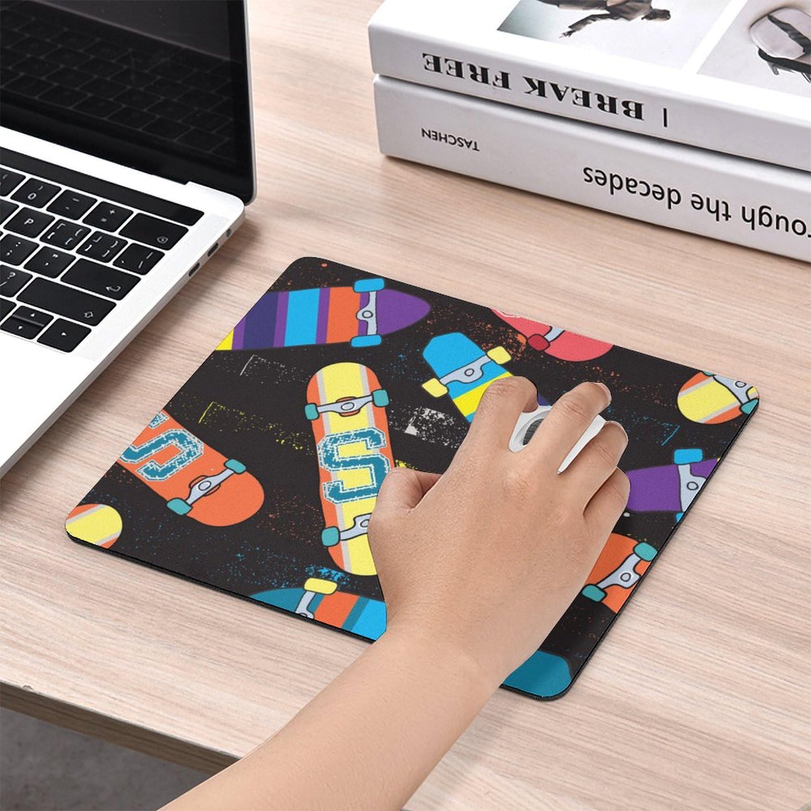 Durable Non-Slip Waterproof Gaming Mouse Pad - 20x25cm Skateboard Design Office & Home Computer Accessory for PC, Laptop, Work & Gaming Setup