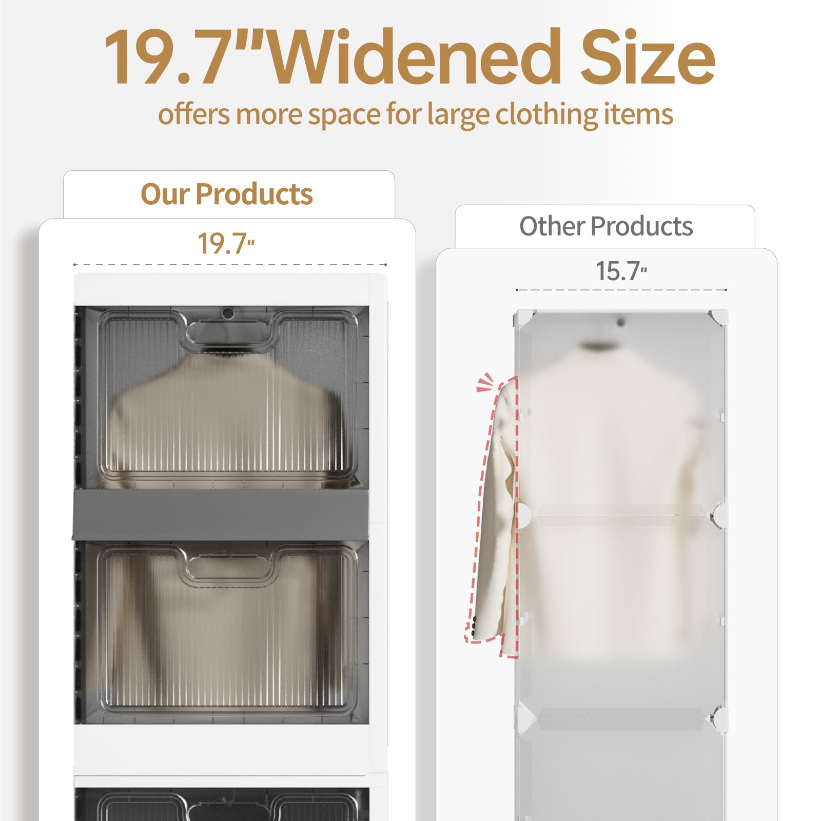 HAIXIN 79.3 Gal Portable Wardrobe Closet with Doors - Stackable Plastic Storage Cabinet for Bedroom, Easy Assembly Clothes Hanging Organizer | Perfect for Small Spaces, Dorm Rooms & Apartment Storage (1 Pack)