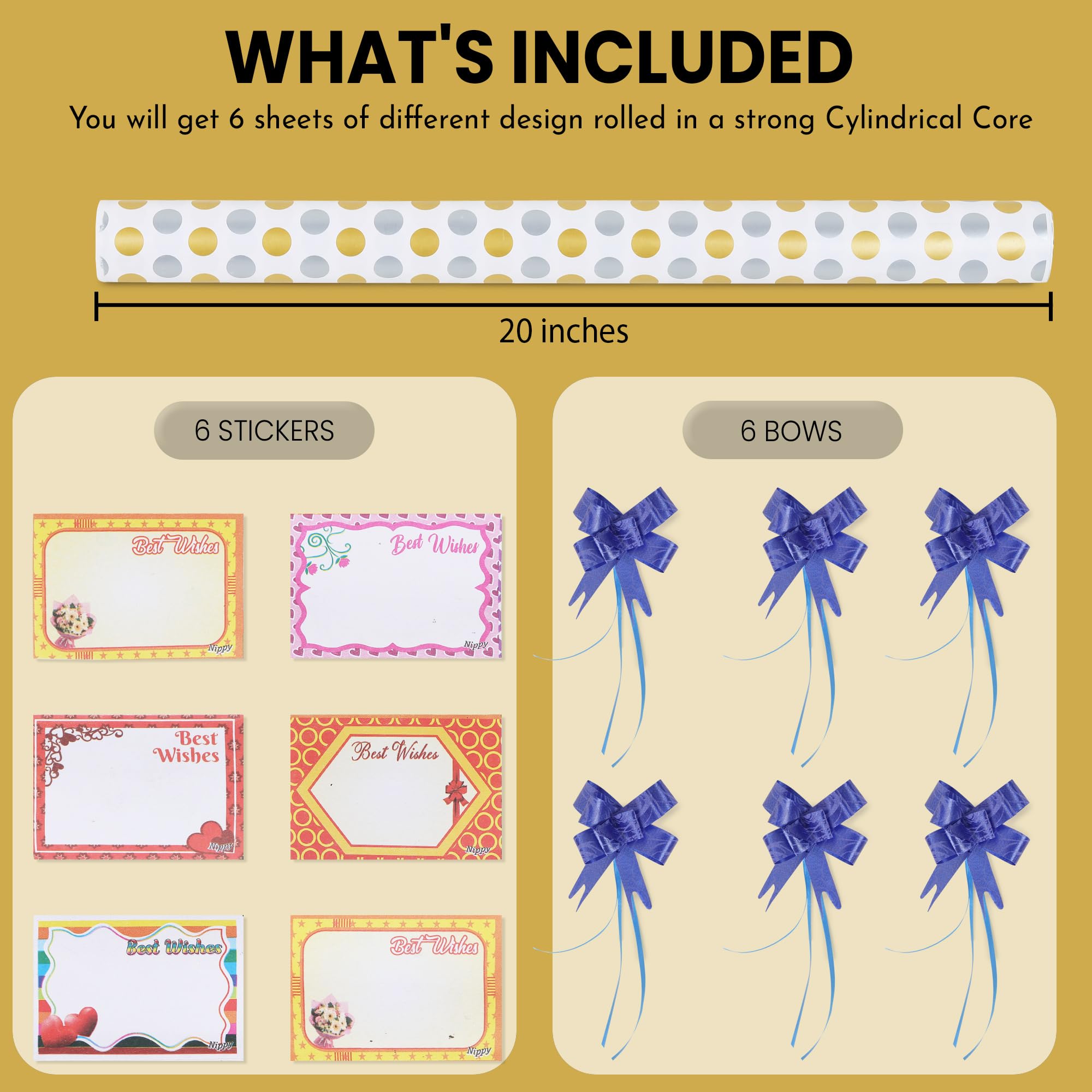 Premium OFIXO Gift Wrapping Paper Roll - 6 Multicolor Design Sheets for Birthday, Christmas & Party Presents - High-Quality Gift Wrap Paper for All Occasions