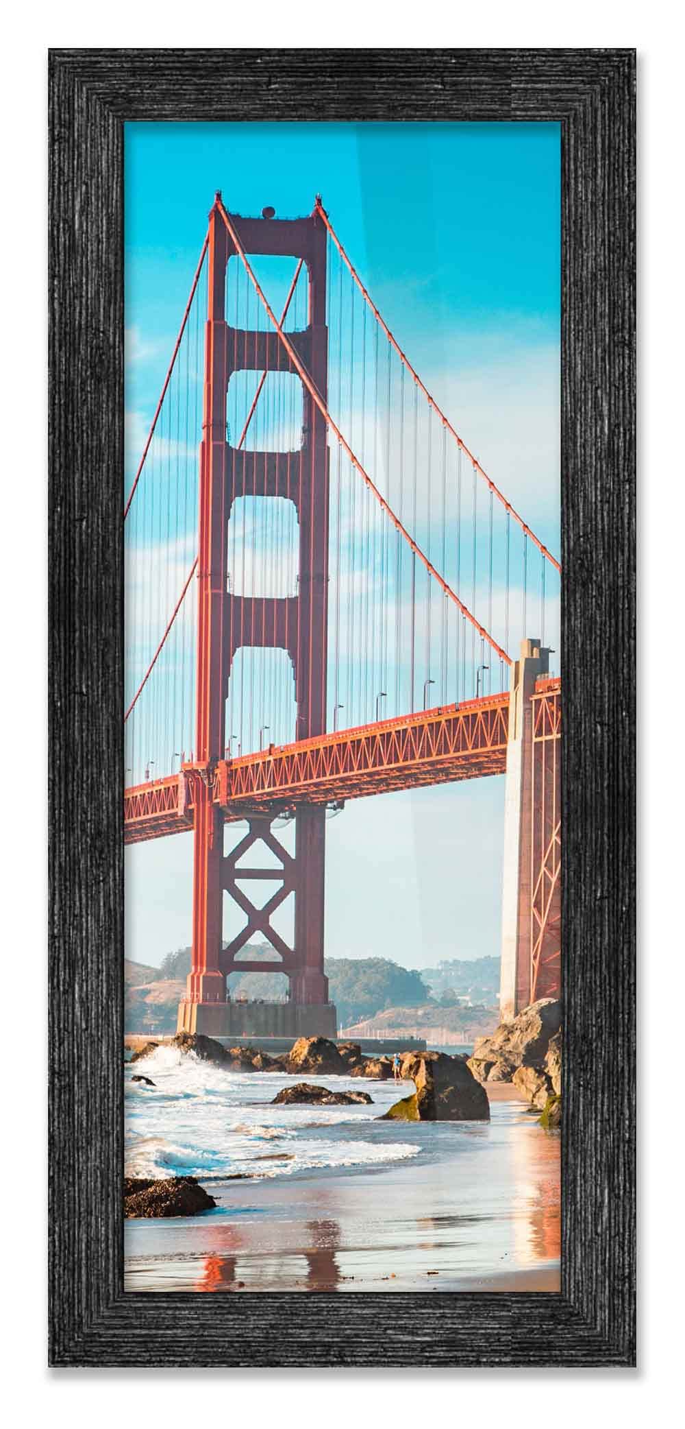32x12 Black Barnwood Picture Frame - Shatterproof UV Acrylic Front & Acid-Free Backing - Modern Wood Photo Frame for Wall Display - Perfect for Family Photos, Living Room Decor, Office Art Display