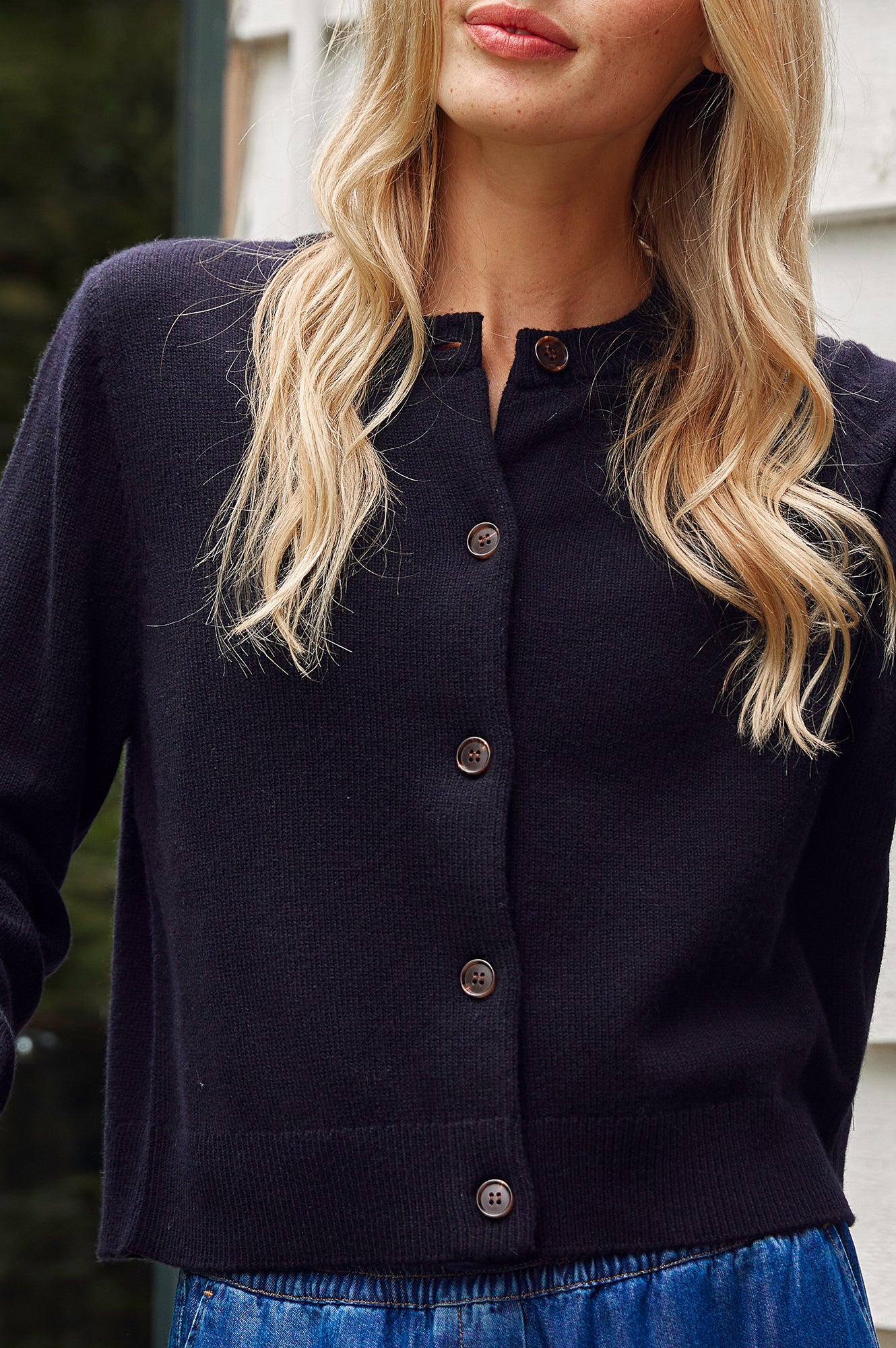 Premium Merino Wool Brittany Cardigan for Women - Soft & Warm Black Knit Sweater - Perfect for Fall, Winter & Cozy Office Wear
