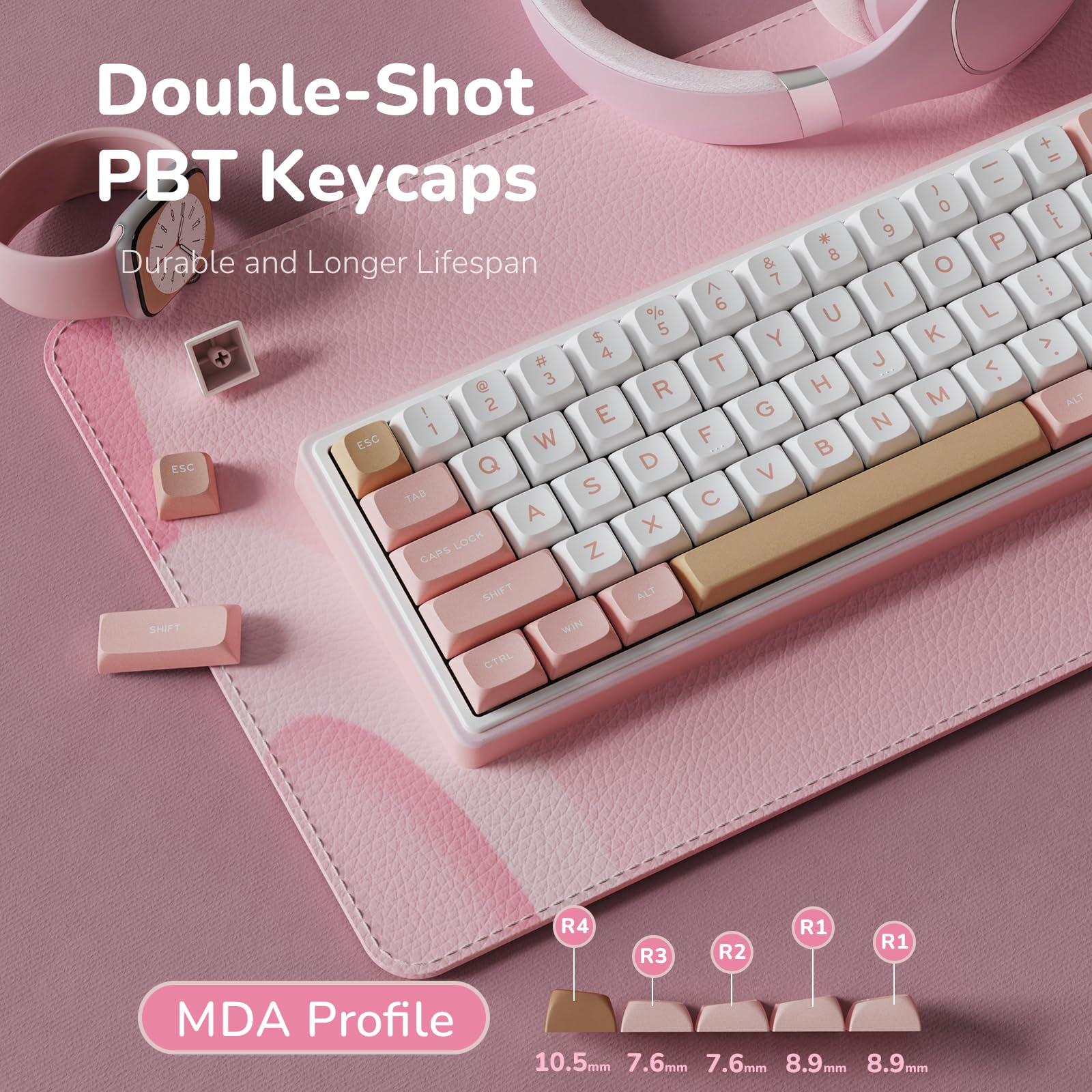RK R65 60% RGB Wired Mechanical Keyboard - Hot Swappable, PBT Keycaps for Gaming & Office