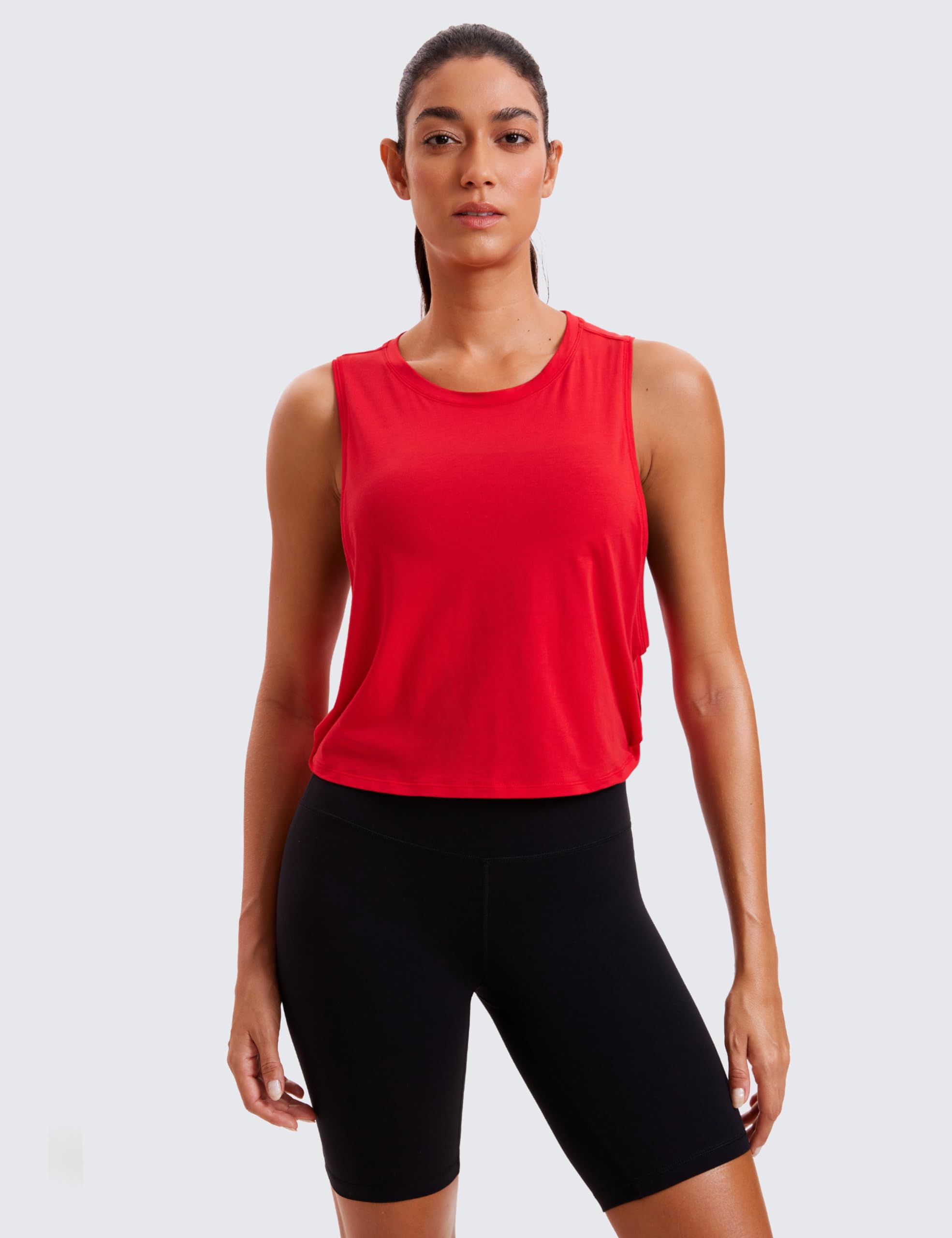 CRZ YOGA Women's Pima Cotton Cropped Tank Top - Sleeveless Athletic Workout Shirt for Yoga, Running & Gym | Breathable & Comfortable for Summer Workouts & Casual Wear