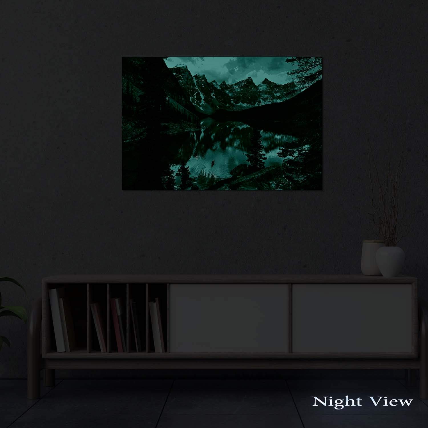 Startonight Acrylic Glass Wall Art - Stunning Lake Between Mountain Ridges Landscape Painting - 24