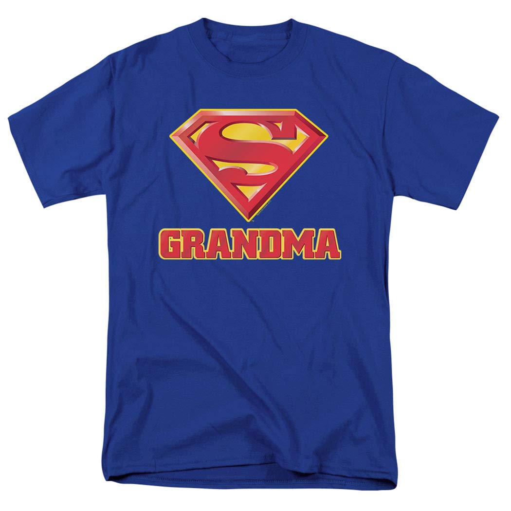 Popfunk Classic Superman Super Grandma Graphic T-Shirt with Free Stickers - Fun Superhero Gift for Fans & Collectors - Perfect for Cosplay, Comic Con, and Casual Wear