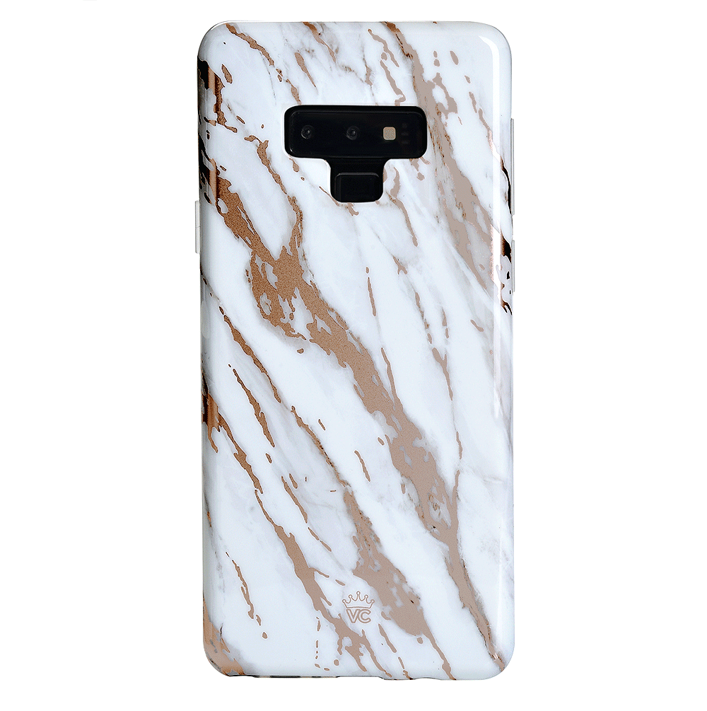 Elegant White Marble Rose Gold Chrome Case for Samsung Galaxy - Perfect for Everyday Use, Travel & Special Occasions