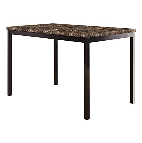 4-Person Faux Marble Dining Table with Metal Legs - Modern Kitchen & Dining Room Table for Small Spaces - Perfect for Apartments, Breakfast Nooks & Cozy Living Rooms - Black Finish