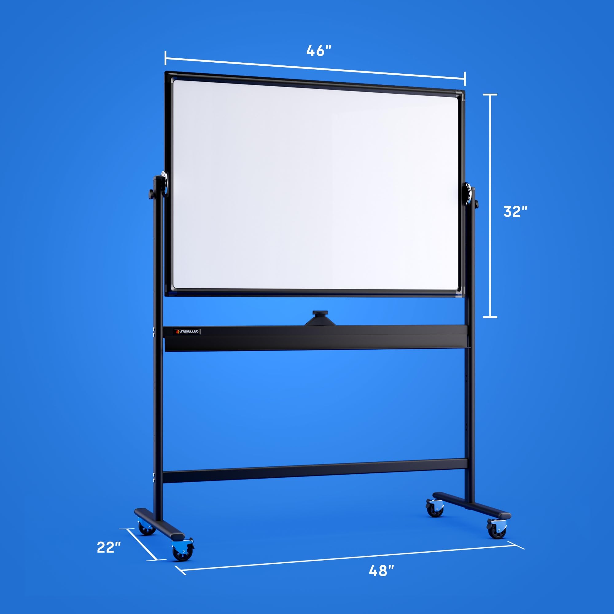 46 x 32 Inch Large Magnetic Dry Erase Board with Stand - Double-Sided Mobile Whiteboard on Wheels - Portable Standing Easel for Office, Classroom, Home & Presentations - Perfect for Meetings, Teaching & Creative Brainstorming