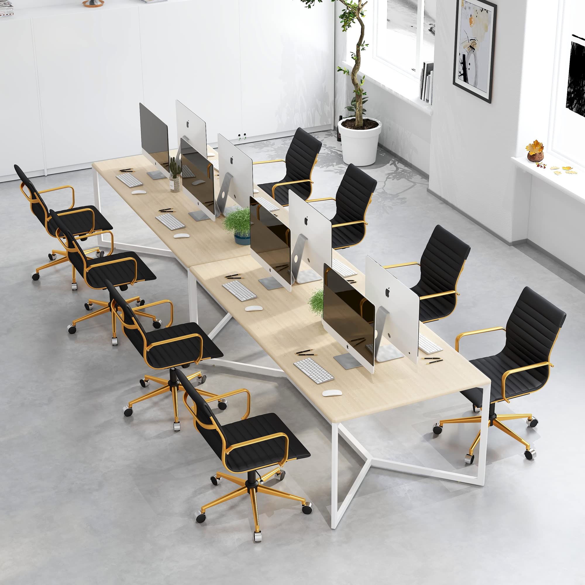 Premium CAROCC Gold Office Chair - Modern Ergonomic Home & Office Desk Chair with Wheels, Adjustable Height & Arms - Swivel Rolling Computer Chair - Mid Back Leather Comfort - Black (Ideal for Home Office, Gaming & Workspaces)