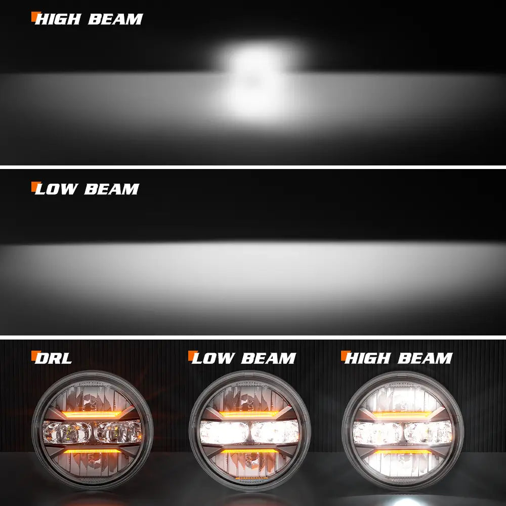 LOYO 5.75 Inch LED Headlights for Harley Davidson Motorcycles - Amber Turn Signal & White Daytime Running Lights (DRL) - High Performance Lighting for Night Riding and Safety